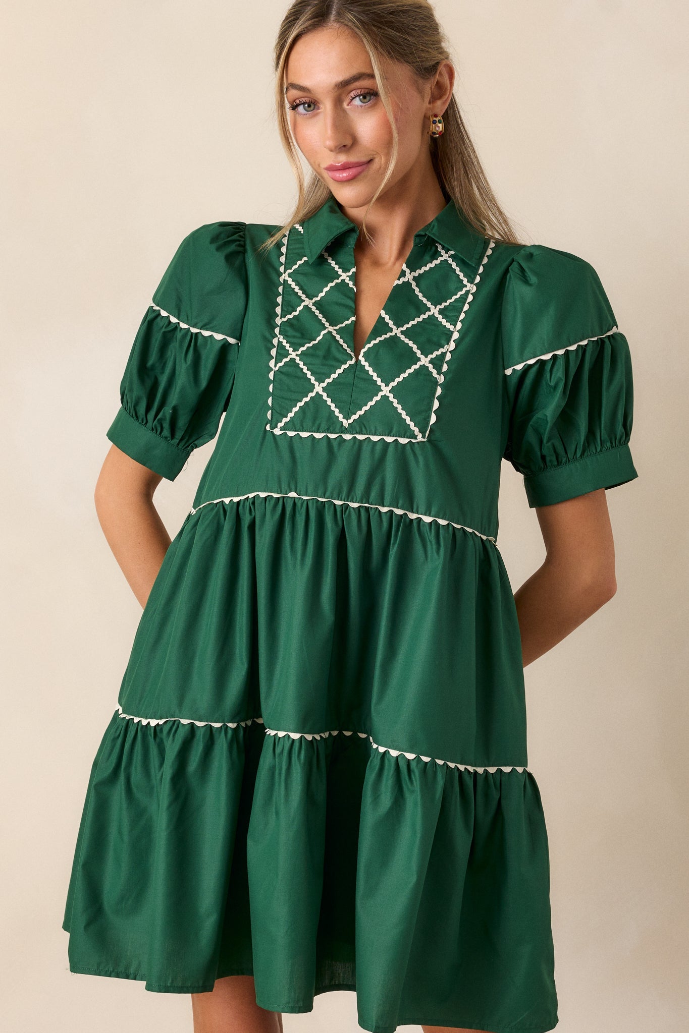 Now Or Never Emerald Puff Sleeve Mini Dress