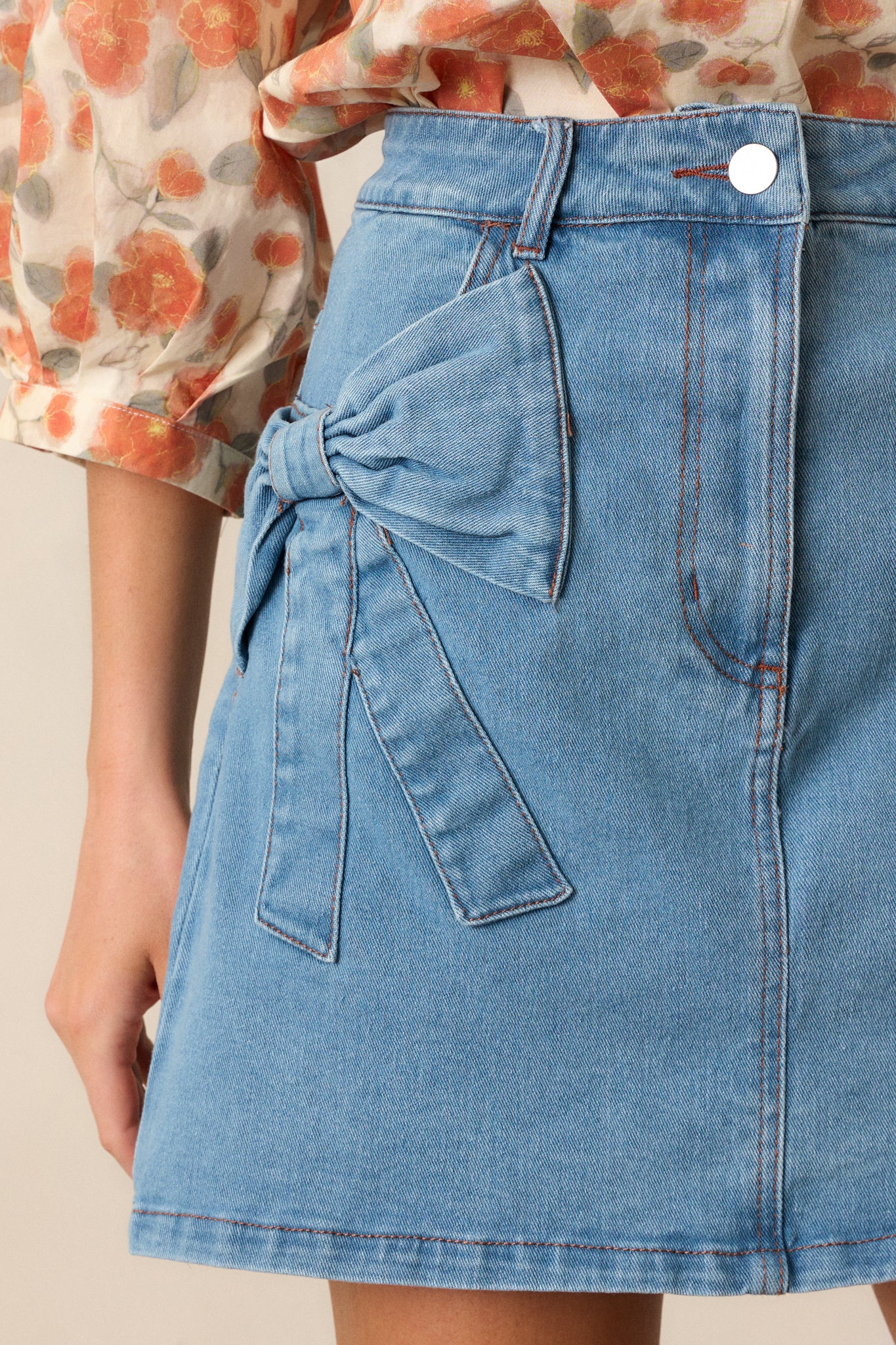 Feel The Rush Light Wash Denim Mini Skirt