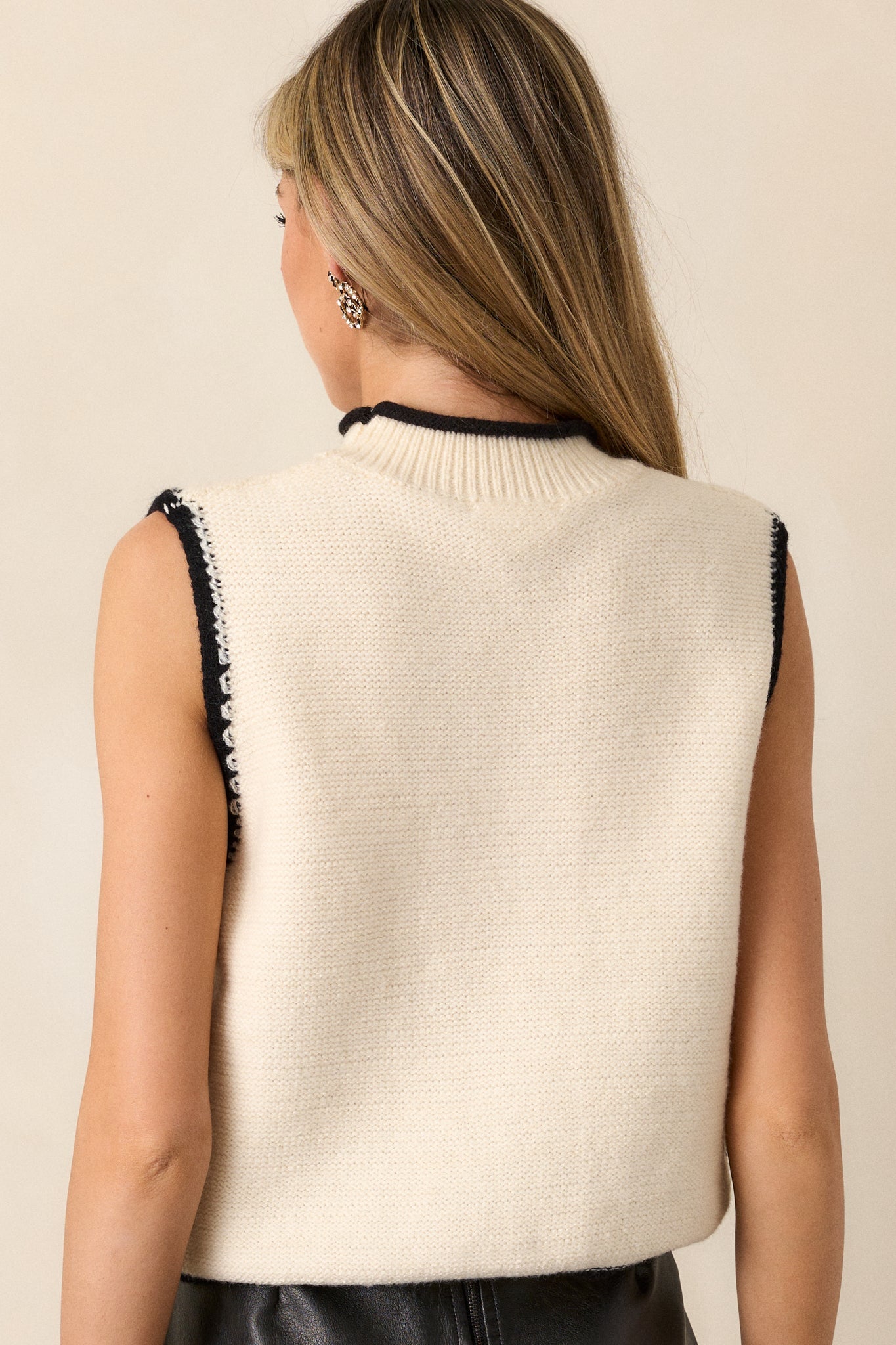 Moonstone Haze Ivory Sleeveless Sweater Top