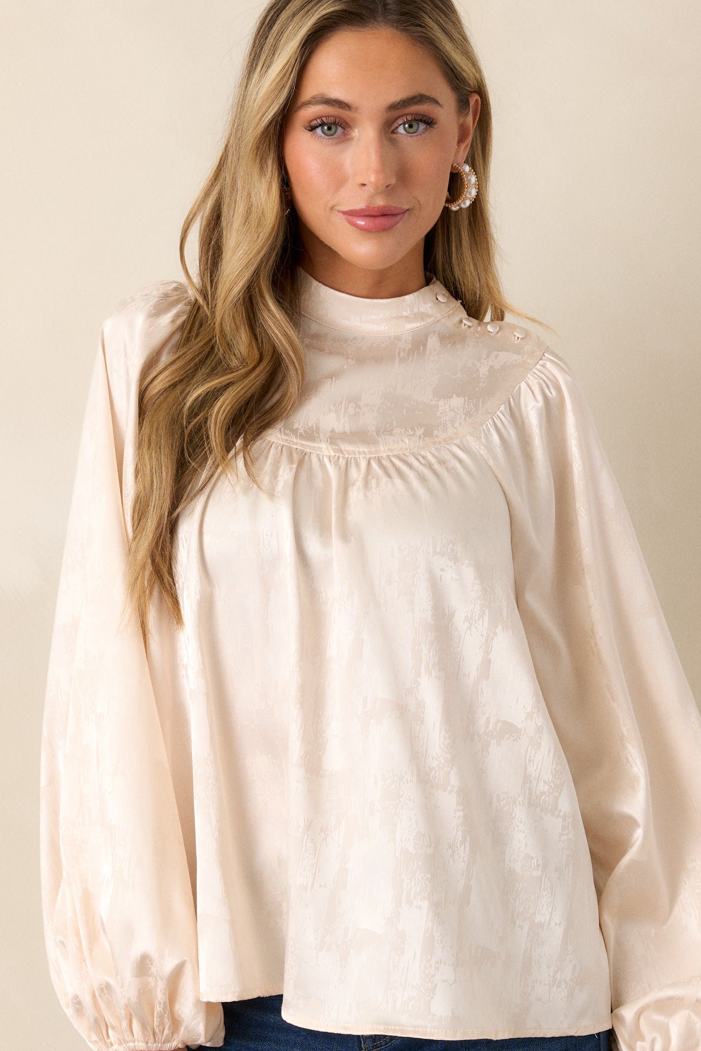 Deserving Praise Ivory Satin Top