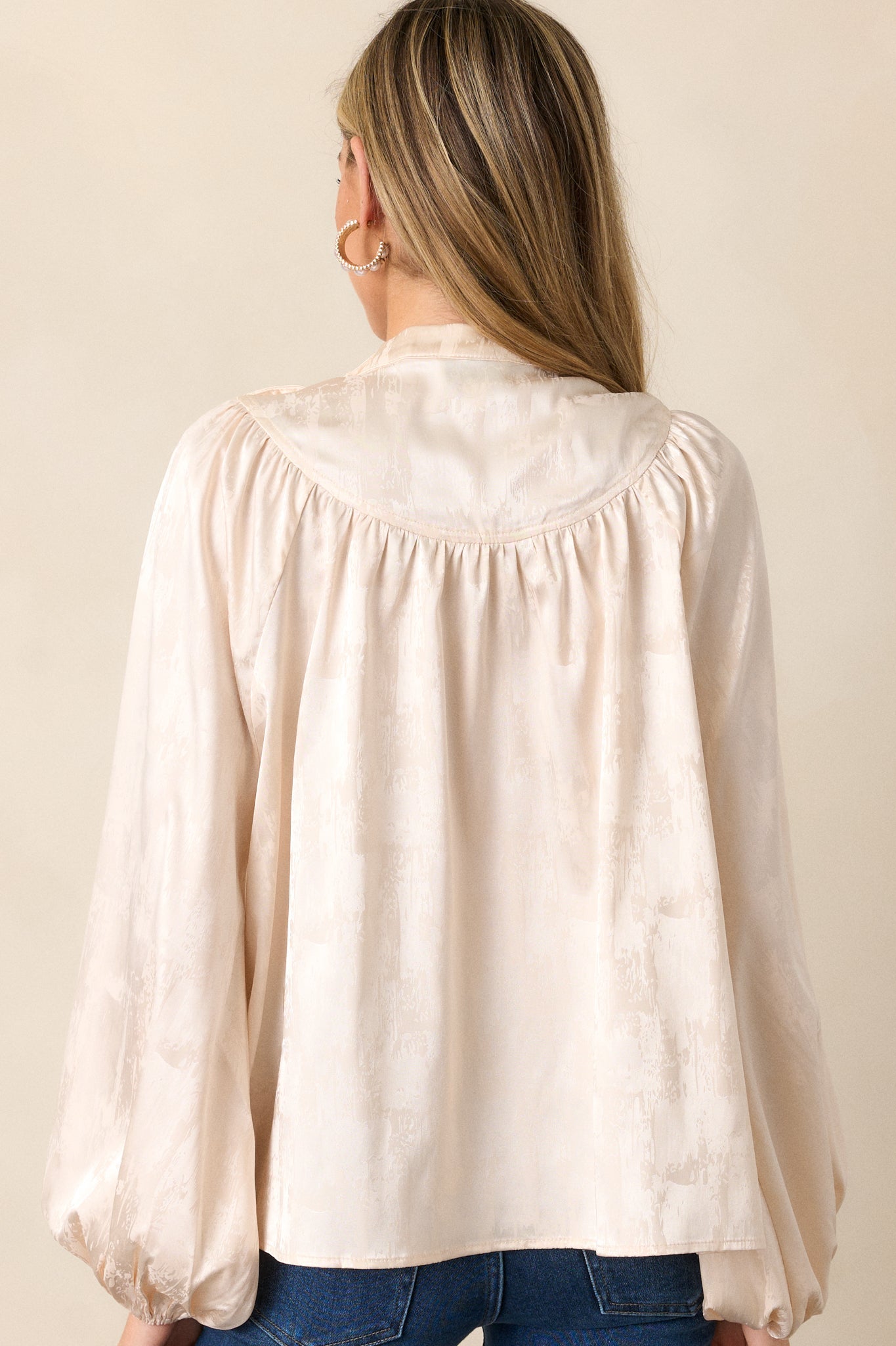 Deserving Praise Ivory Satin Top