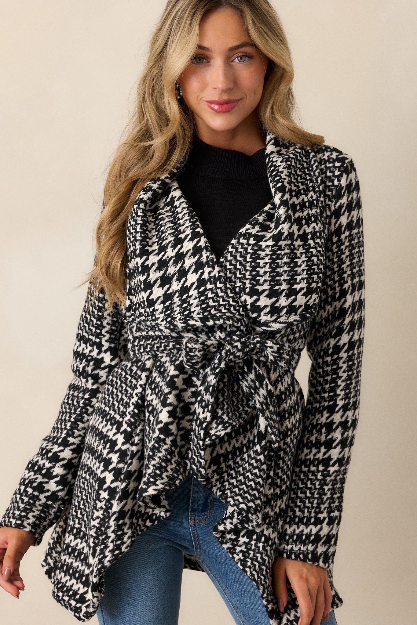 One Call Away Black Houndstooth Jacket