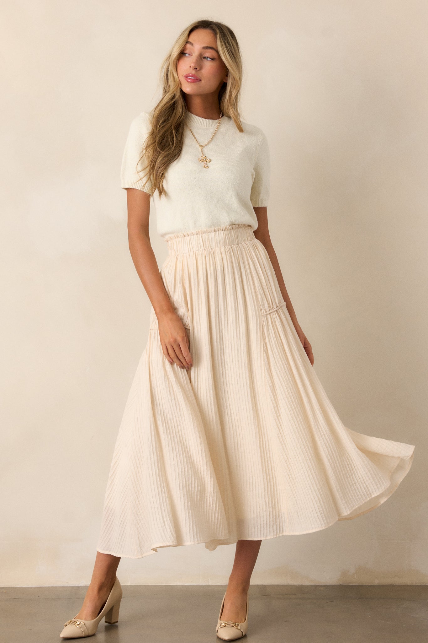 Infinite Allure Beige Maxi Skirt