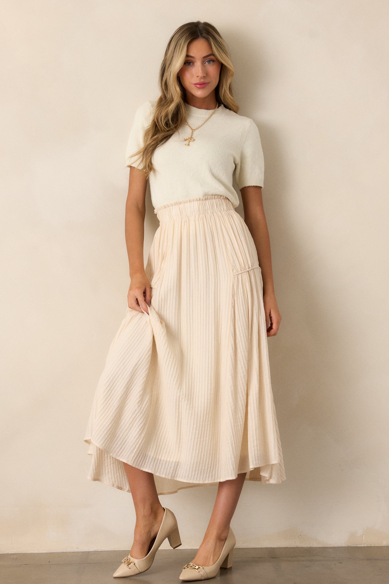 Infinite Allure Beige Maxi Skirt