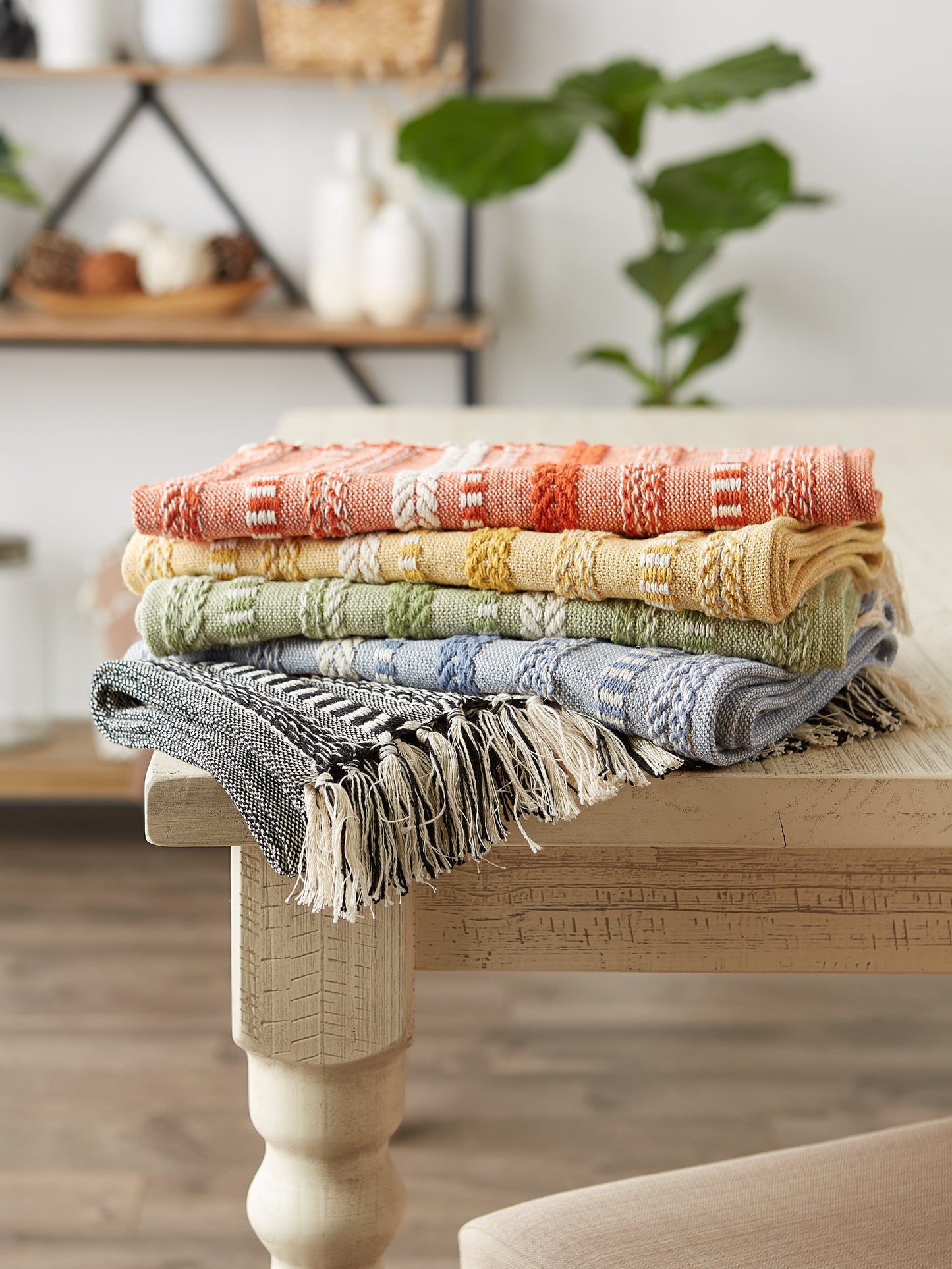 Stonewash Blue Braided Stripe Table Runner 15X108