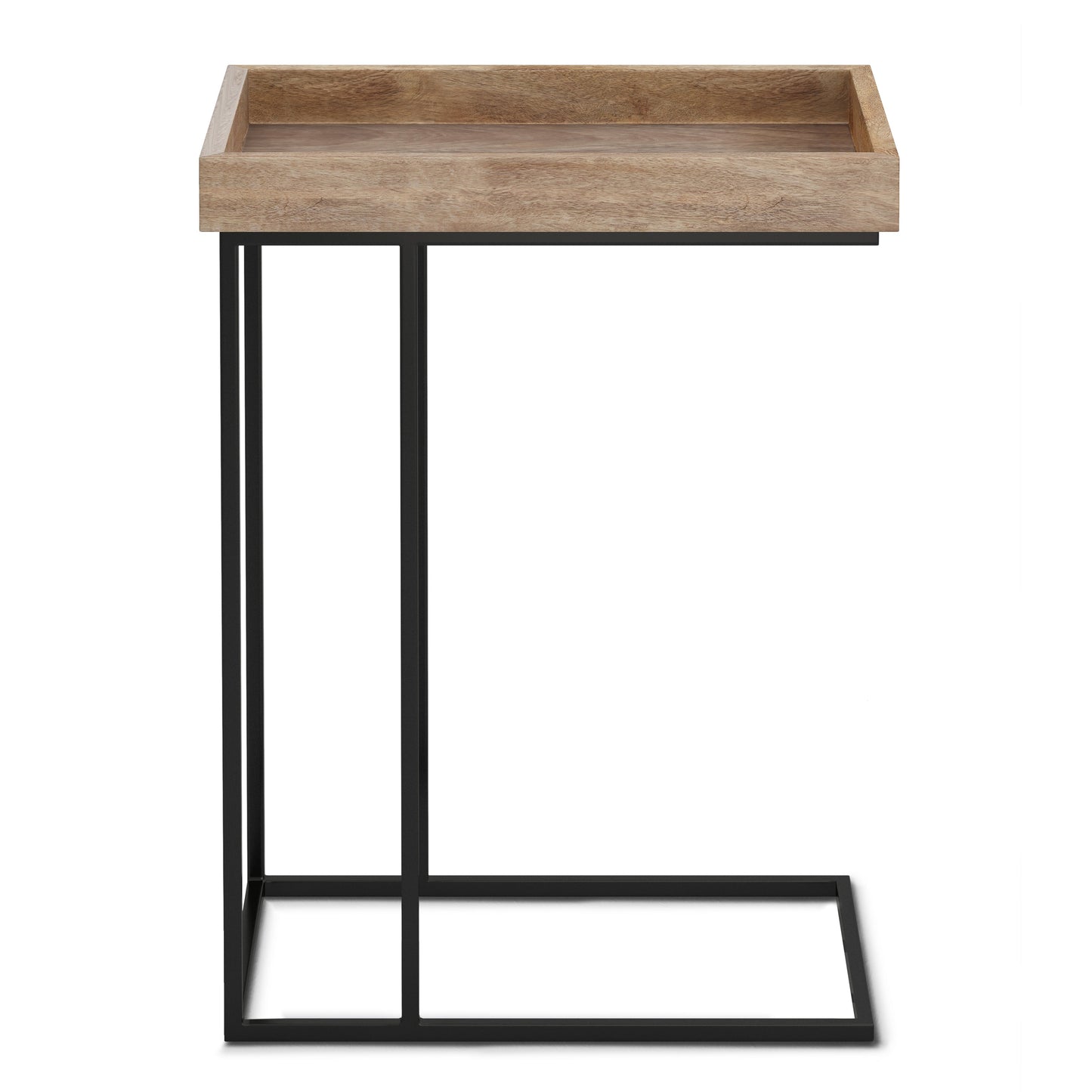 C-Shaped Side Table with Tray Top and Metal Frame