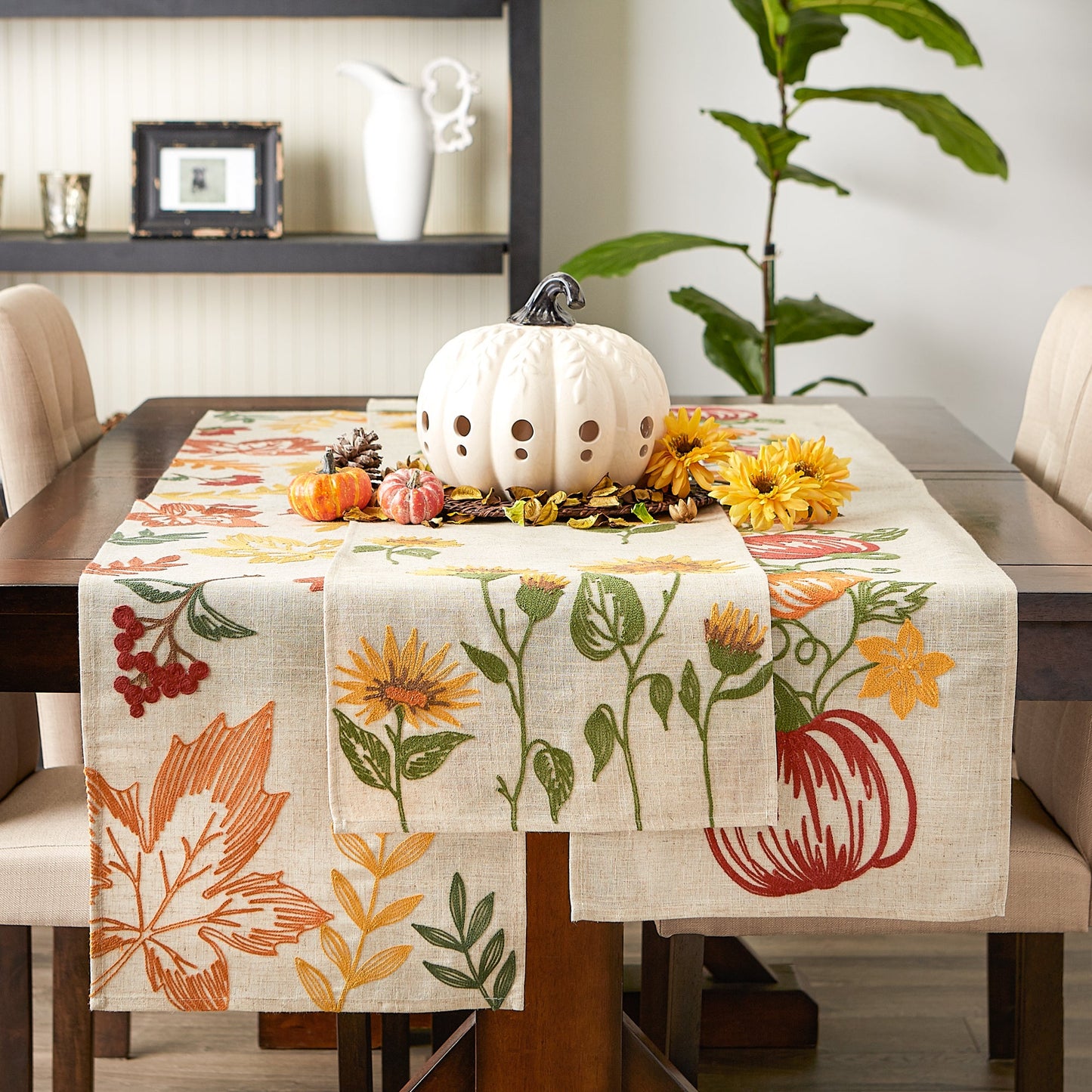 Scattered Leaves Table Runner 14X108