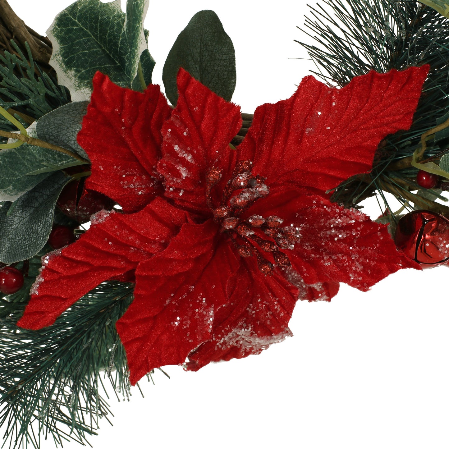 Ulwen 23.5-inch Poinsettia/Berry/Eucalyptus Half Wreath