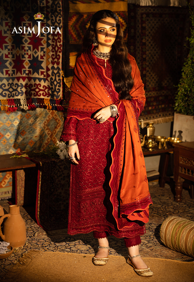 AJKTP-02 EMBROIDERED SELF TWILL 3 PCS STITCHED