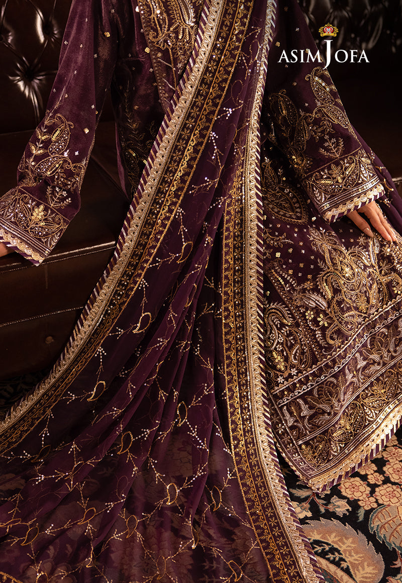 AJMMP-06 EMBROIDERED VELVET 3 PCS STITCHED