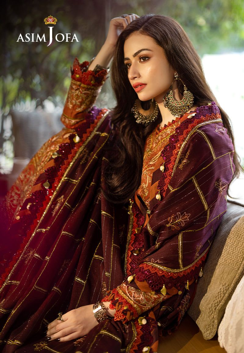 AJKTP-09 EMBROIDERED SELF TWILL 3 PCS STITCHED