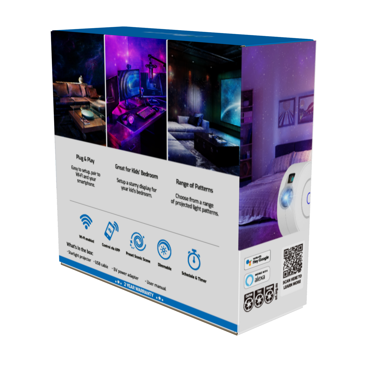 Laser Starlight Projector - Wi-Fi/App Controlled (White)