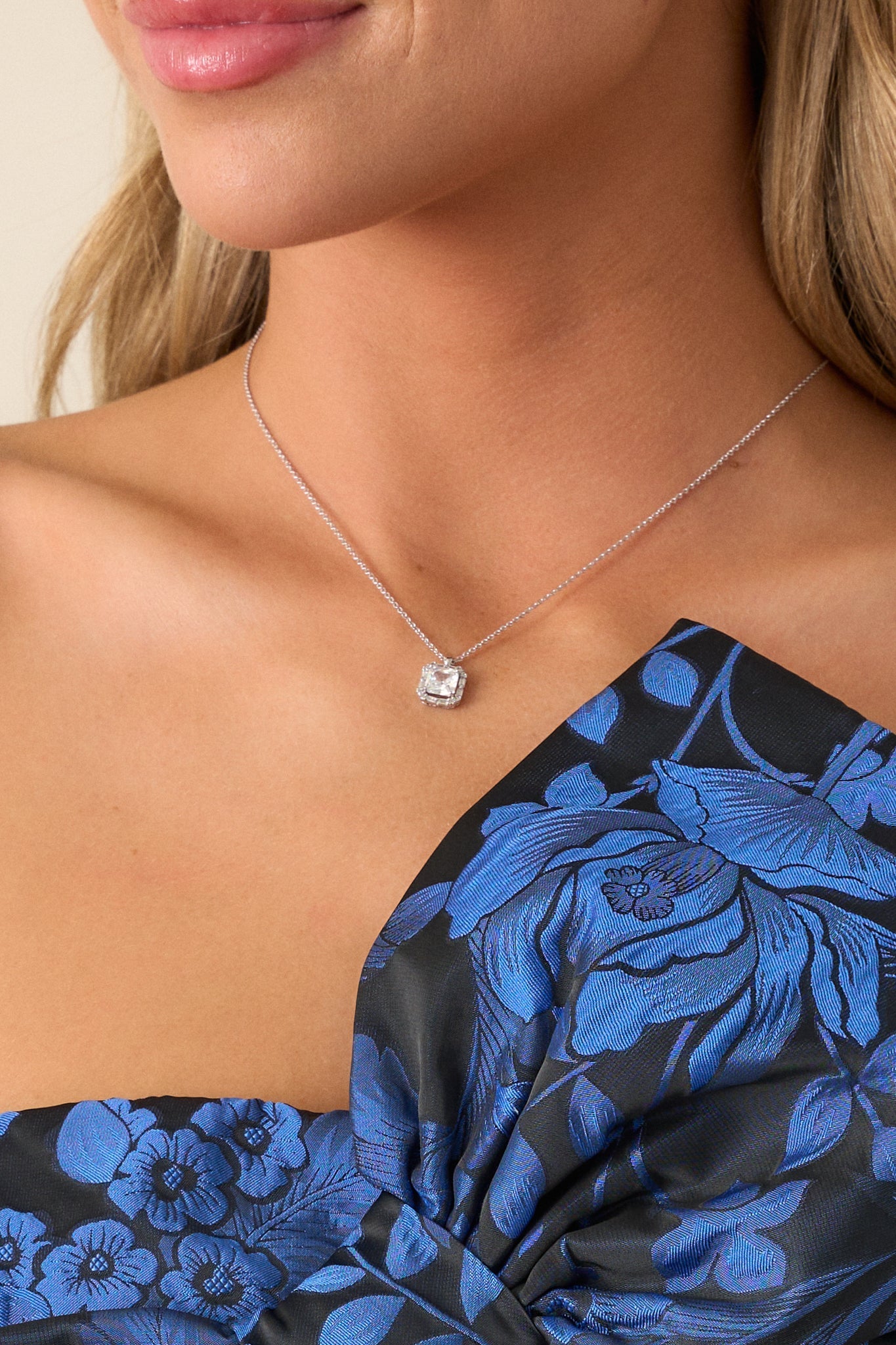 Lilac Horizon Silver & Rhinestone Necklace