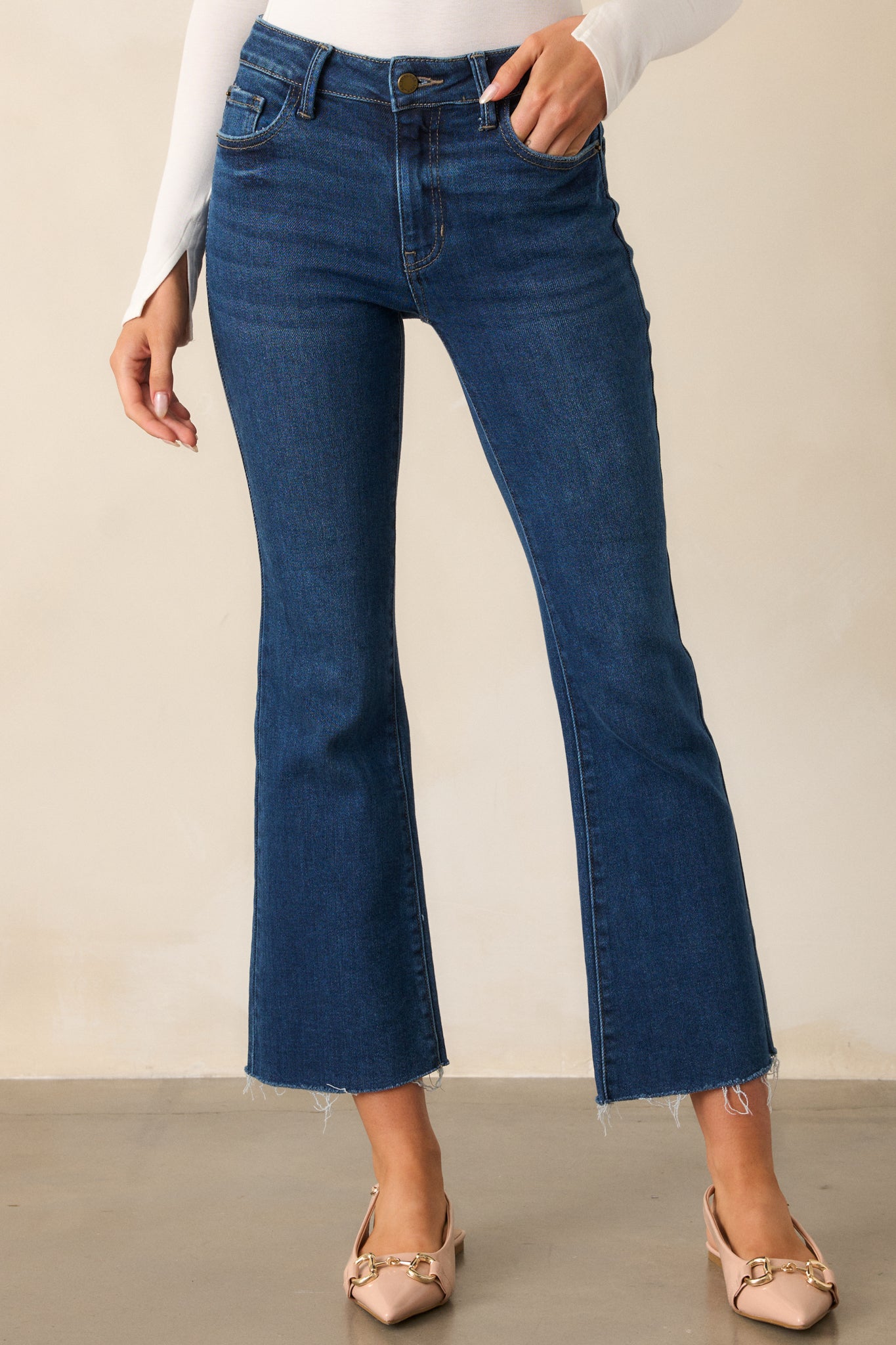 Nightfall Spark Dark Wash Cropped Flare Jeans