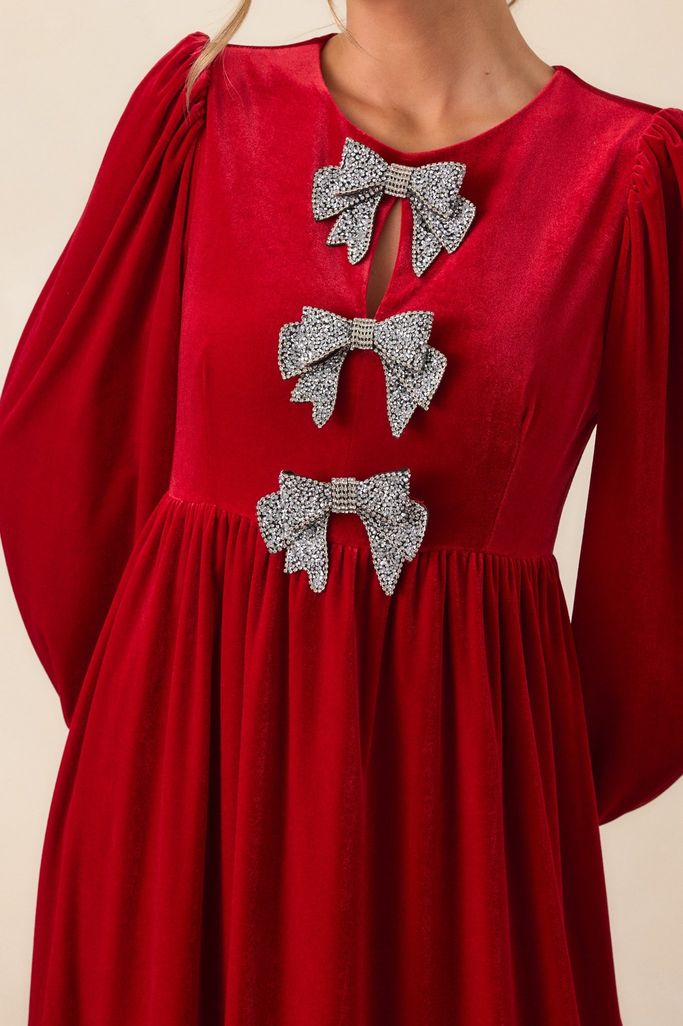 Moments To Treasure Red Velvet Midi Dress