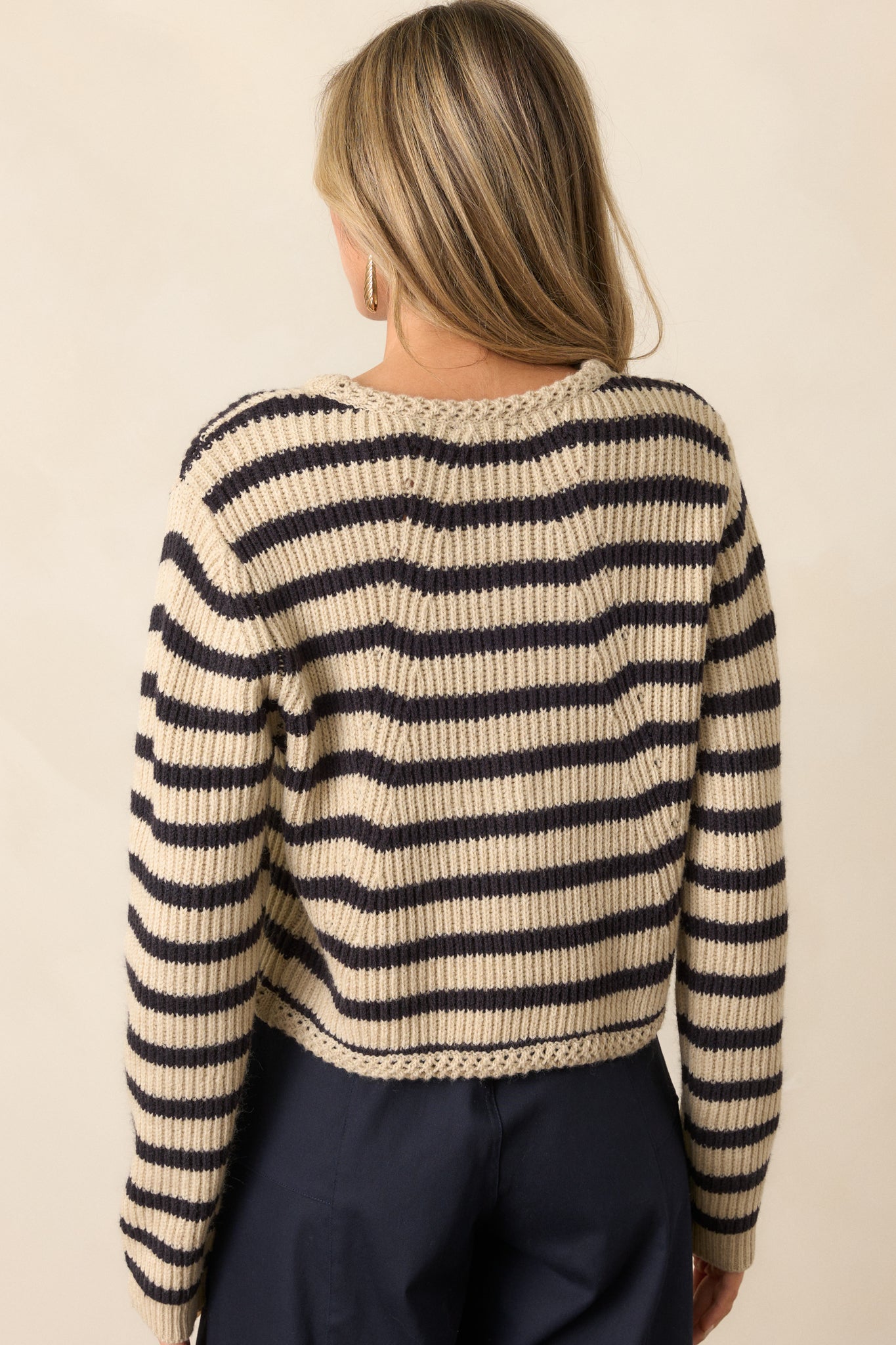 Passing Glances Tan Stripe Button Front Cardigan