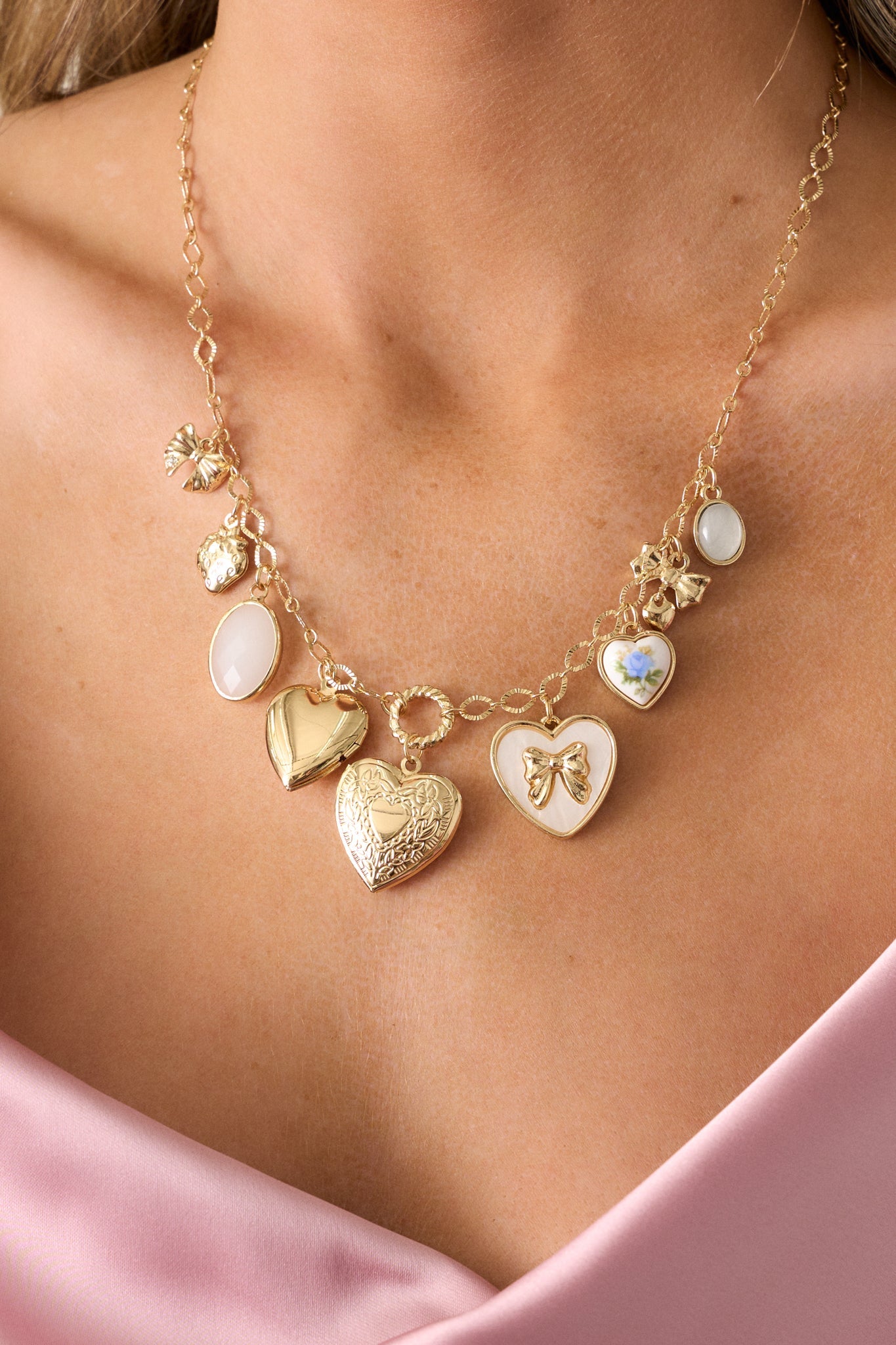 Sepia Lament Gold Charm Necklace