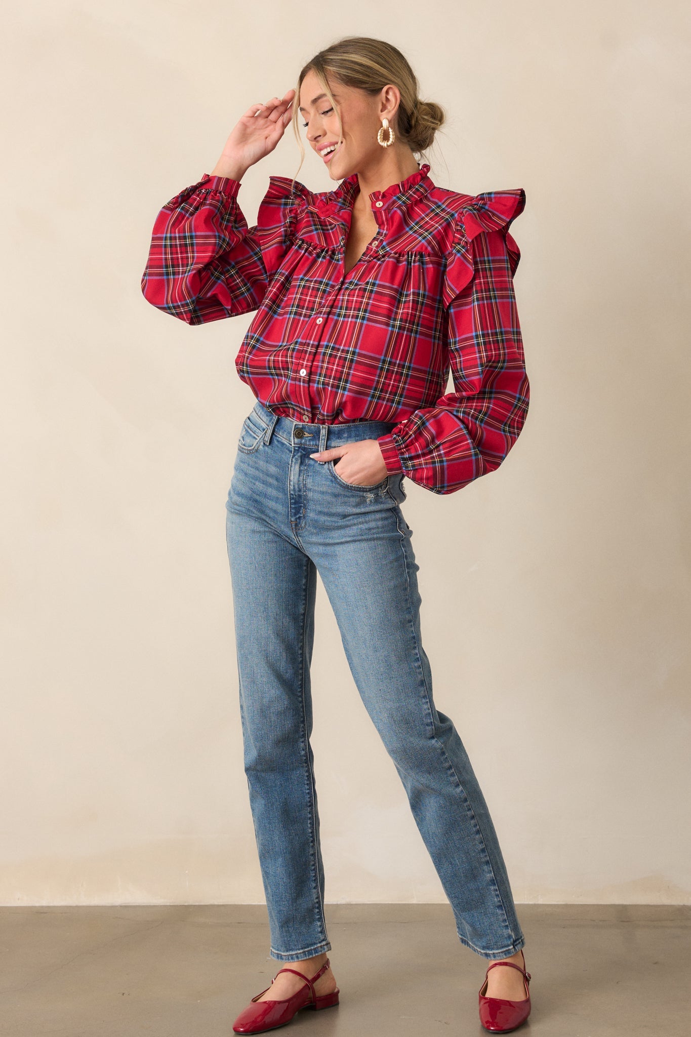 Sled You Go Red Plaid Shirt
