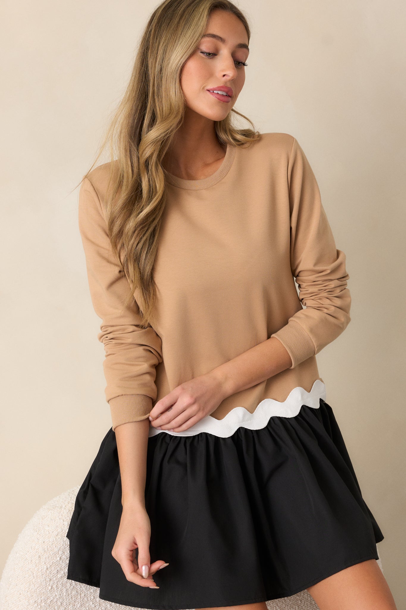 Back To You Tan Colorblock Mini Dress