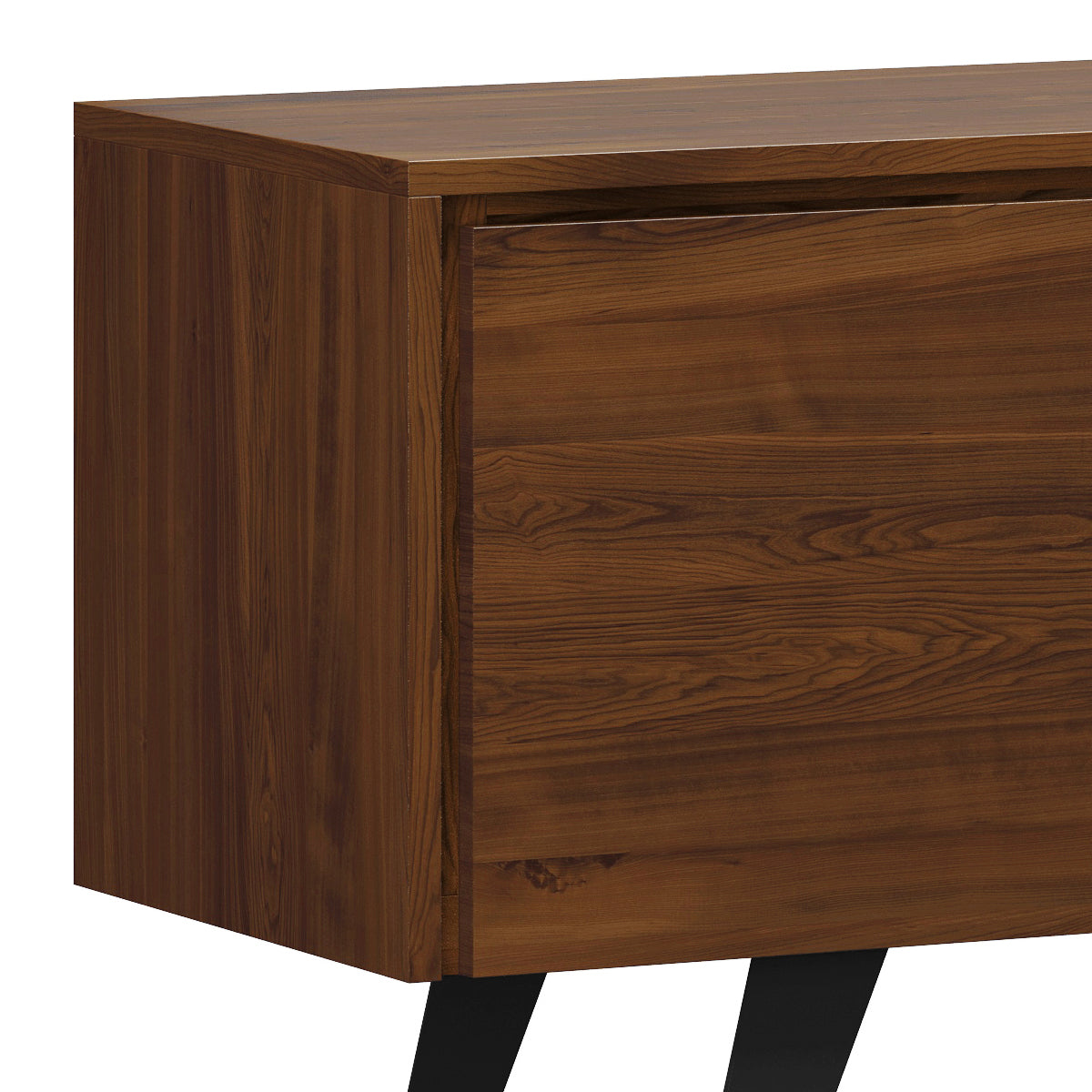 Pioneer TV Stand for TVs Up To 70 Inches with 2 Side Doors, Open Central Shelves and Metal Angled Legs