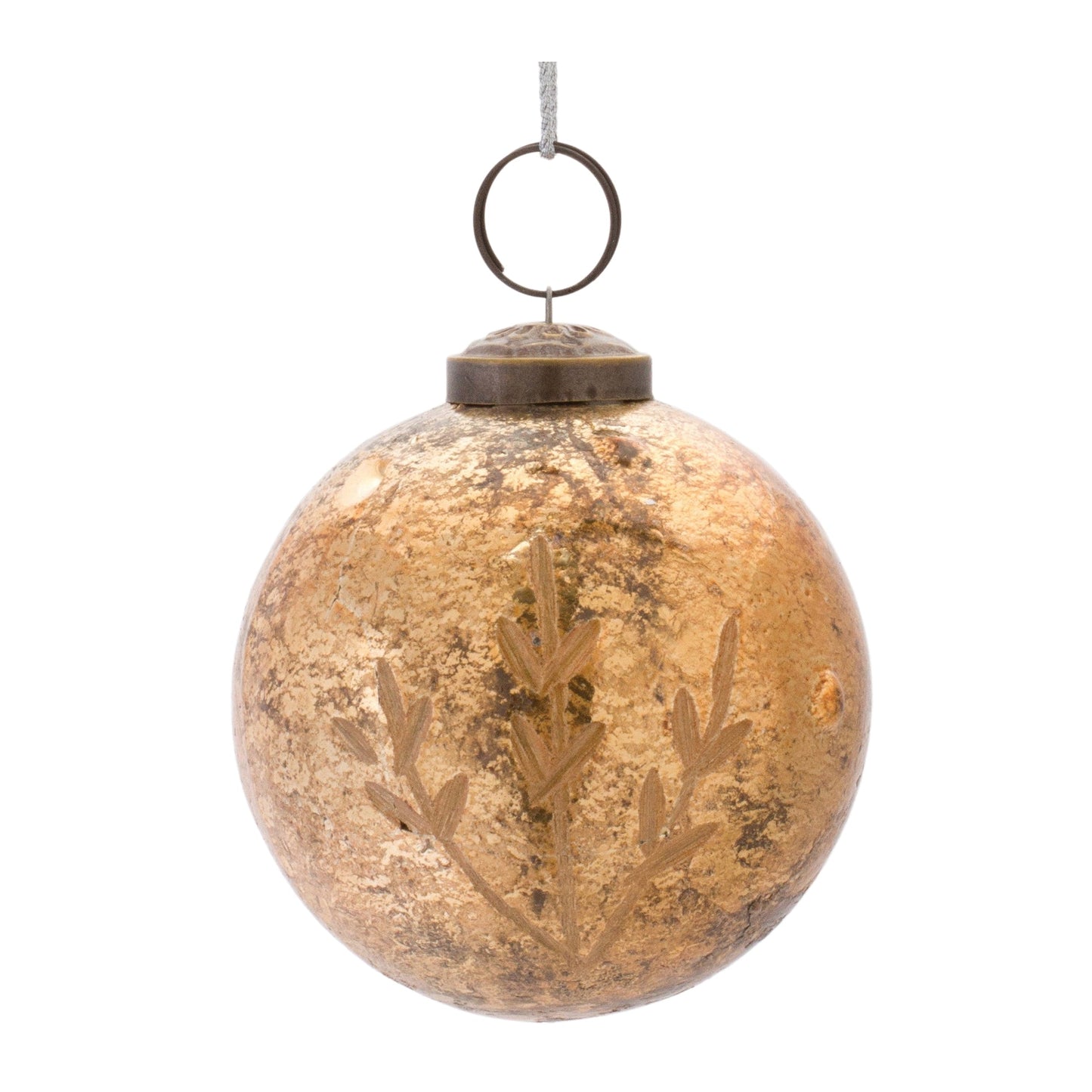 Etched Mecury Glass Ball Ornament, Set of 6