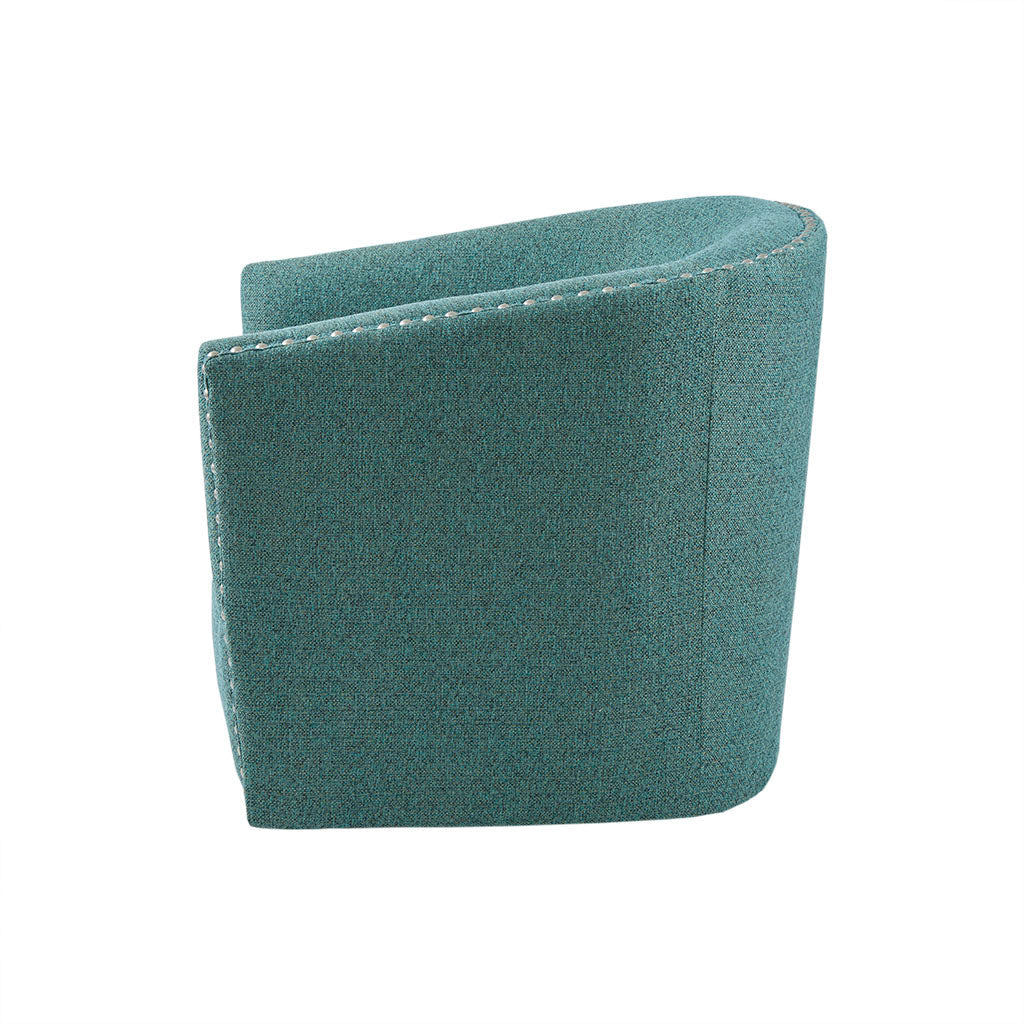 Fantasyy Upholstered Swivel Chair with Nailhead Trim and Curved Design