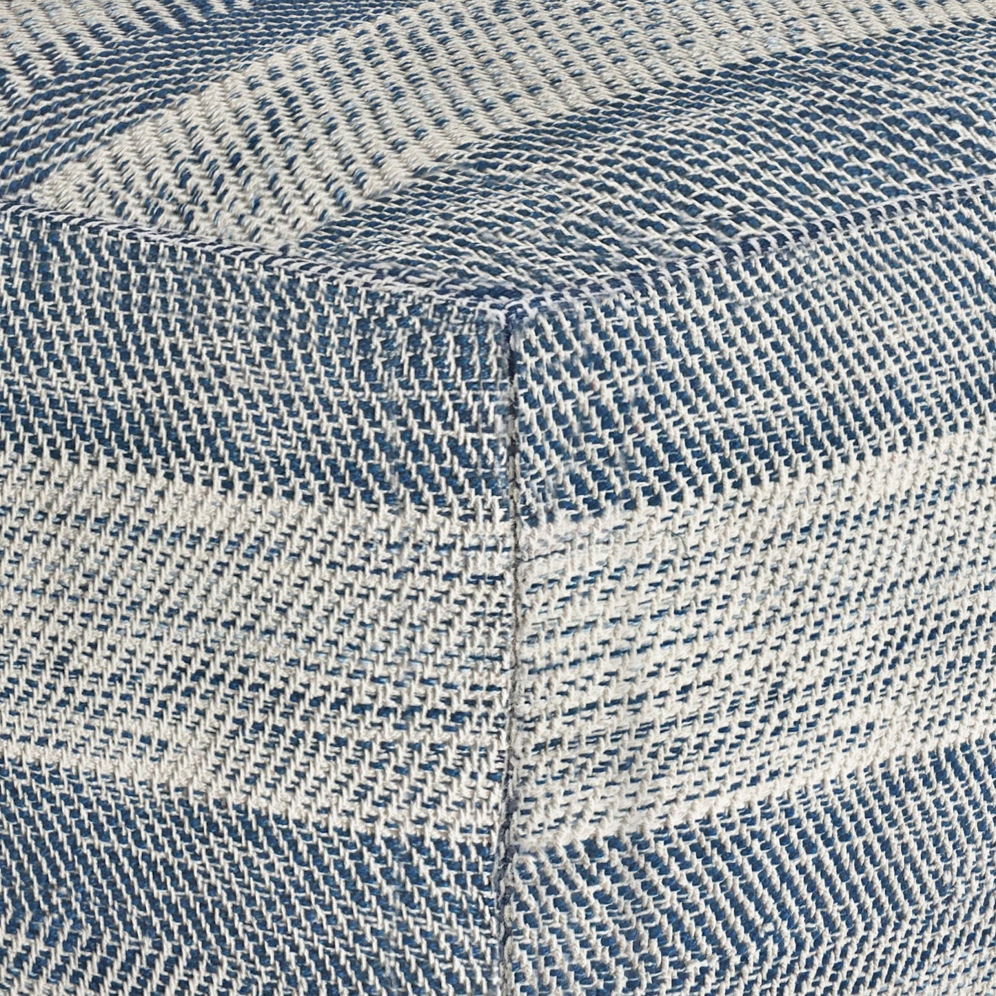 Axis Cotton Square Pouf with Woven Patterned Melange