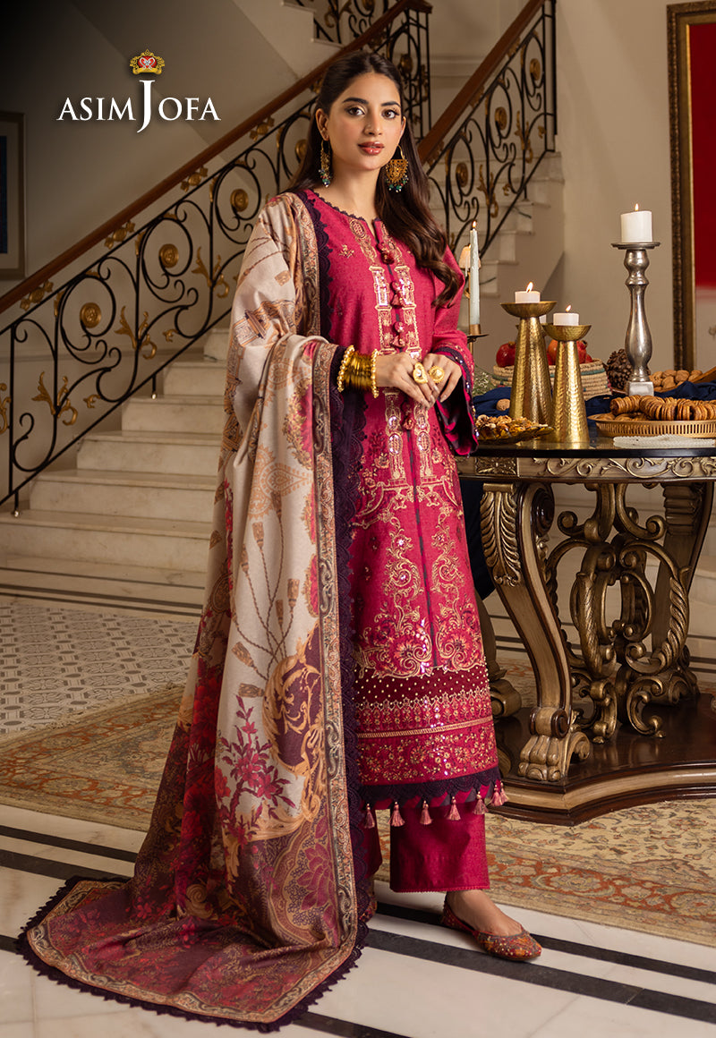 AJIWP-04 EMBROIDERED KARANDI 3 PCS STITCHED