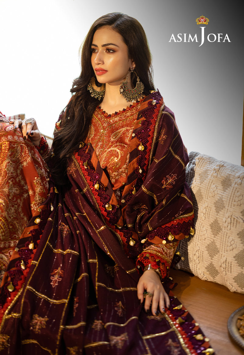 AJKTP-09 EMBROIDERED SELF TWILL 3 PCS STITCHED