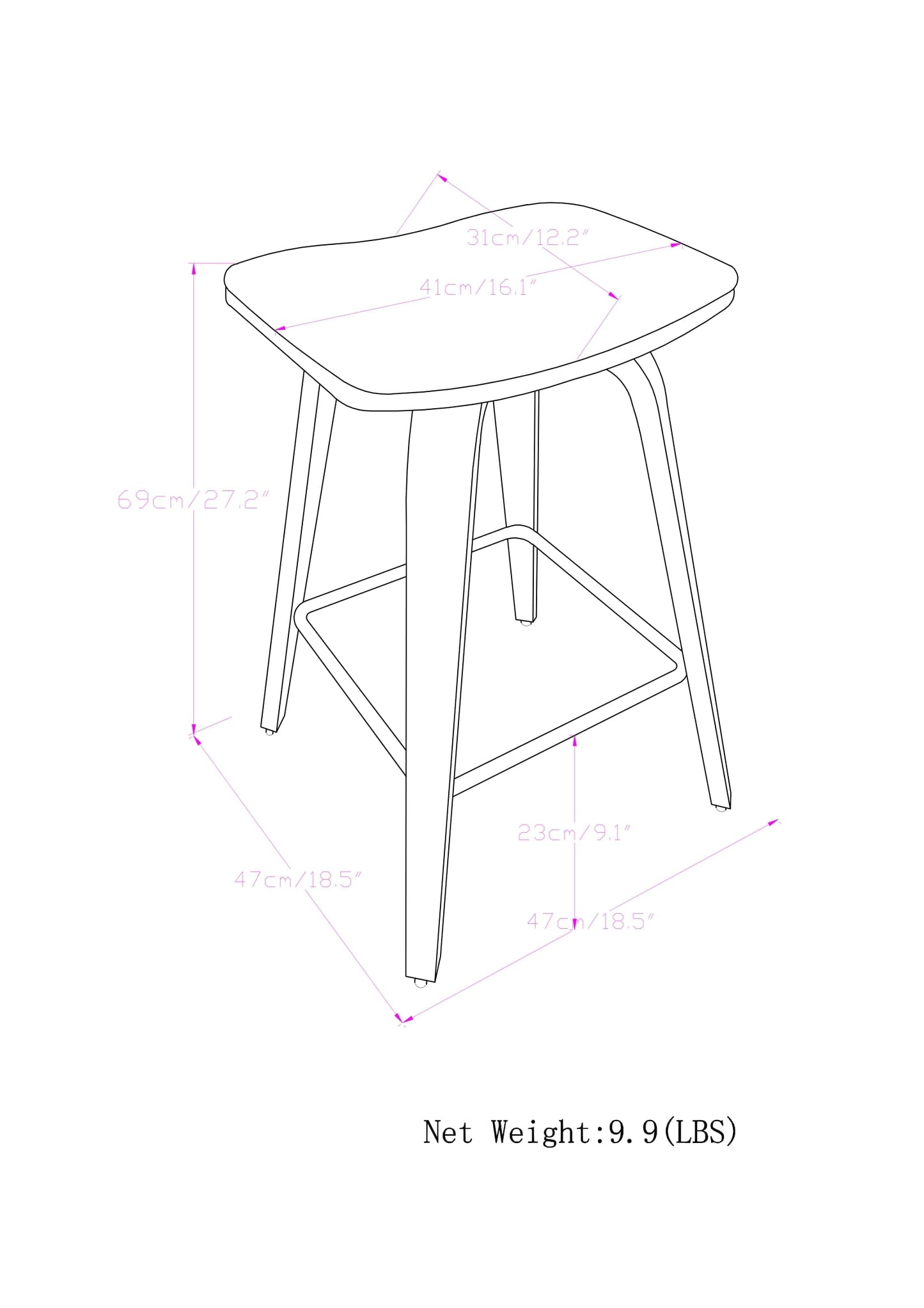 Upholstered Backless Bar Stool with Wooden Curved Legs and Metal Footrest, Set of 2