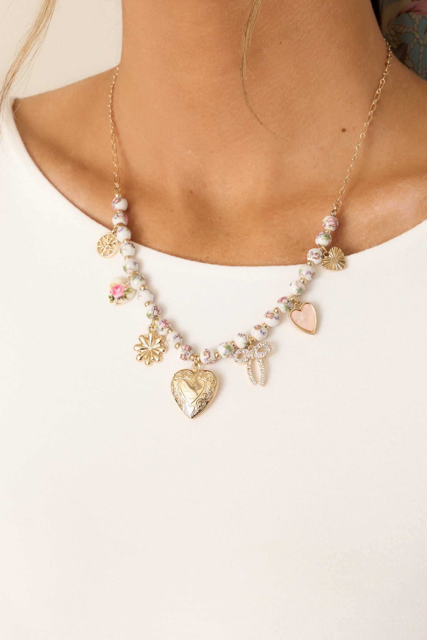Walking on Air Ivory Beaded Charm Necklace