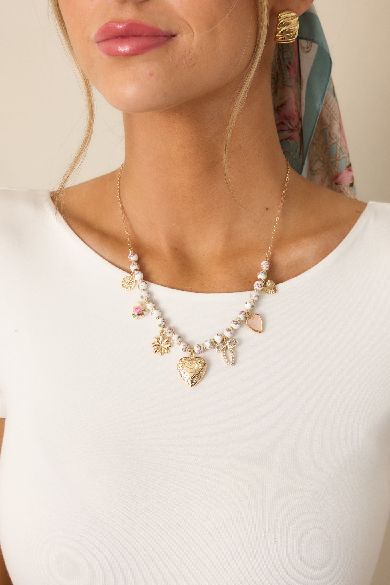 Walking on Air Ivory Beaded Charm Necklace