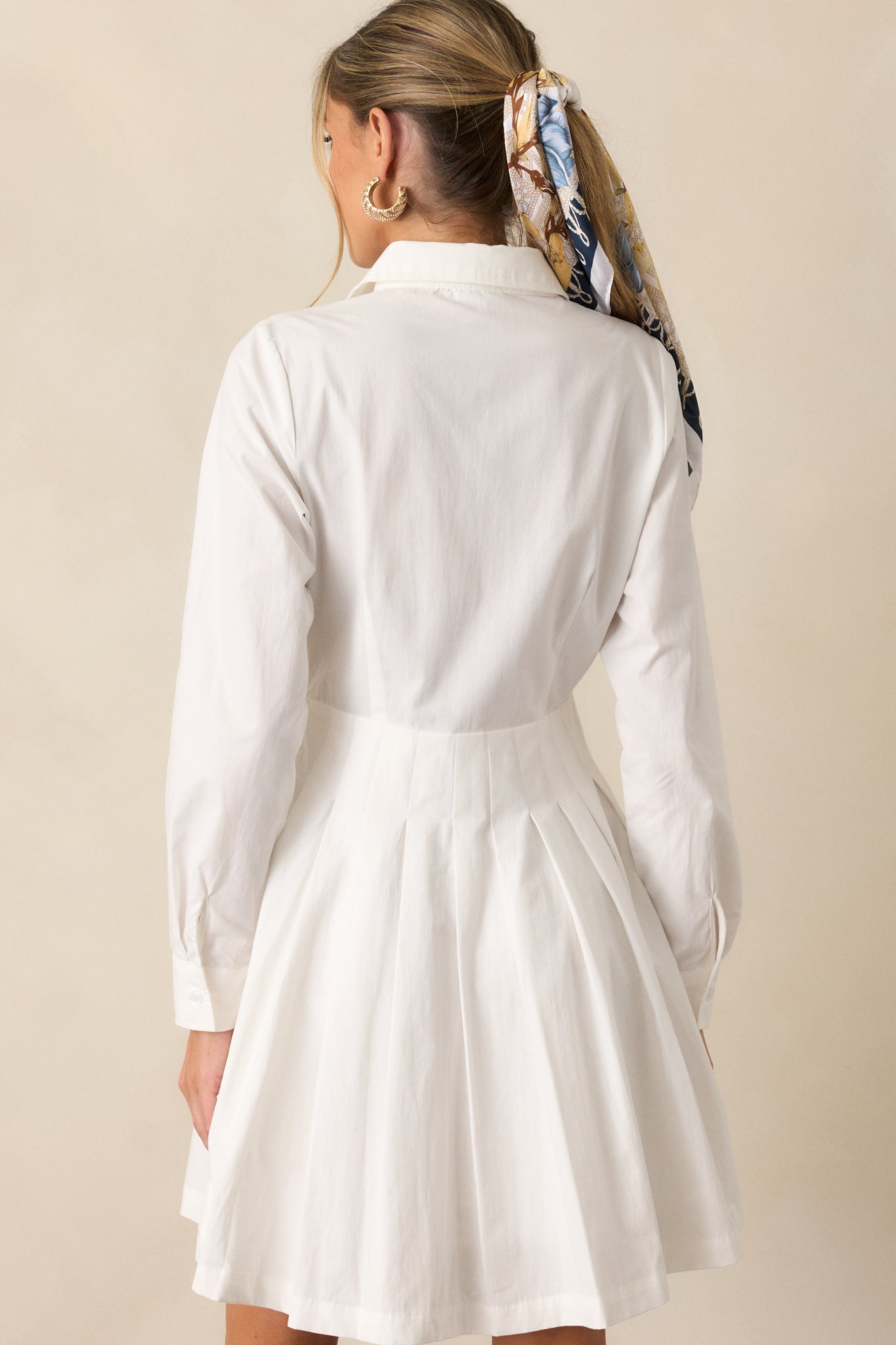 Easy On Me 100% Cotton White Long Sleeve Mini Shirt Dress