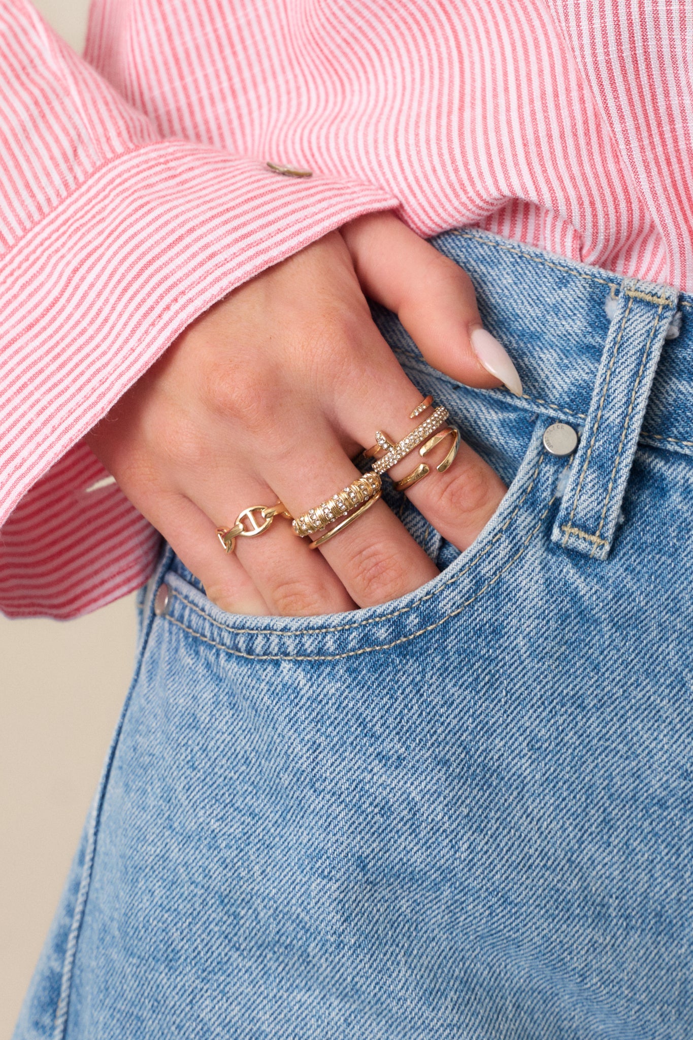 Stars Ahead Gold & Pave Diamond Ring Stack