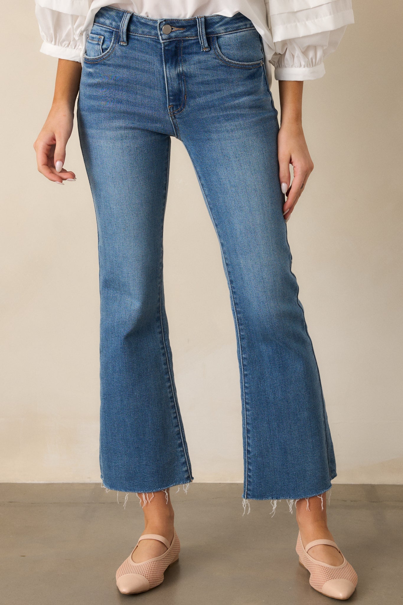 Nightfall Spark Medium Wash Cropped Flare Jeans