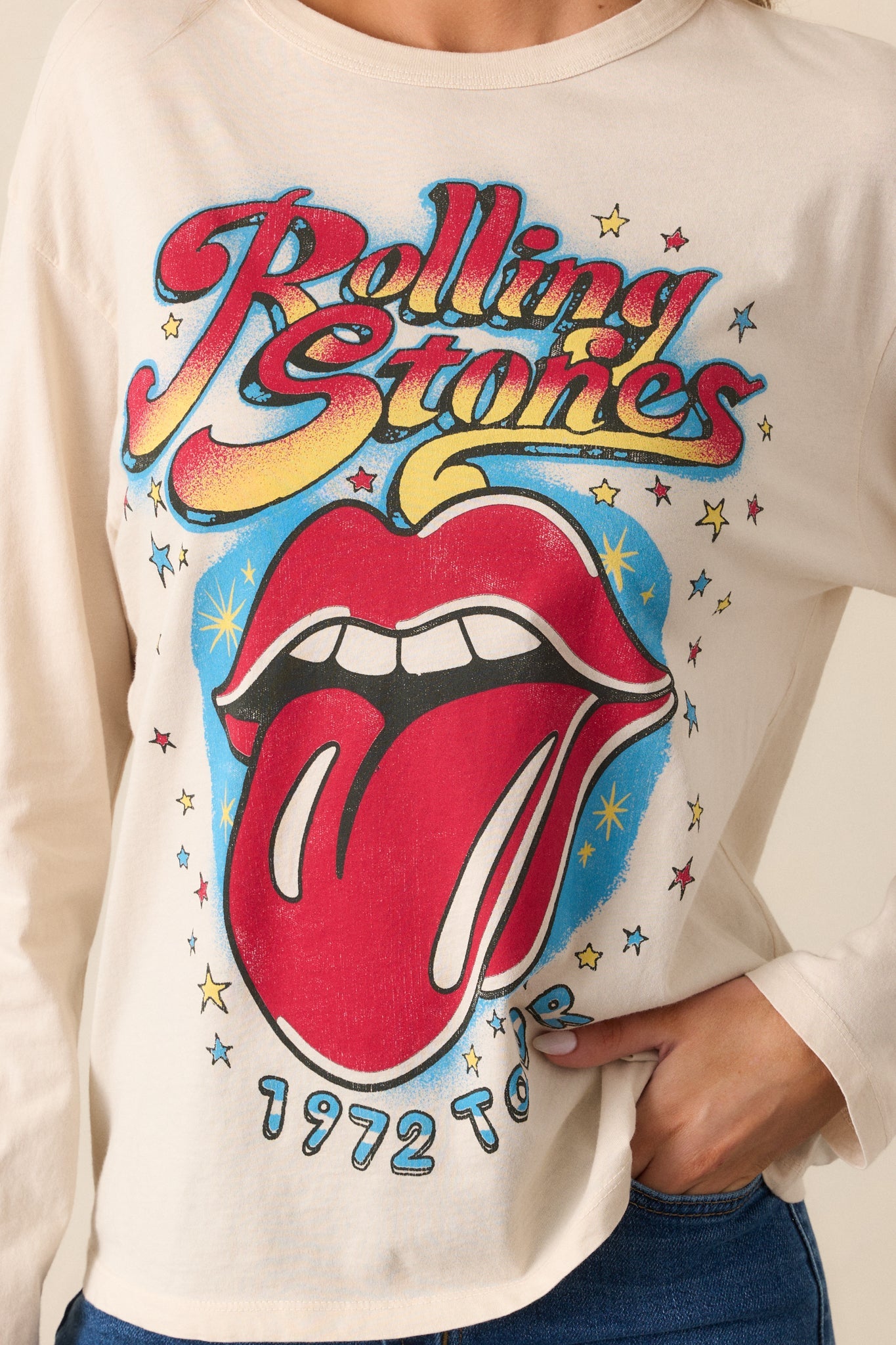 Rolling Stones 1972 Tour Ecru Long Sleeve Tee