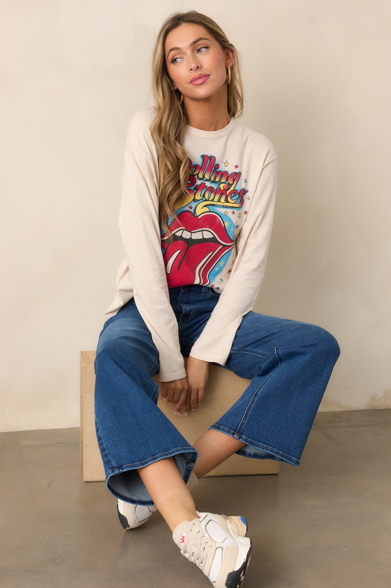 Rolling Stones 1972 Tour Ecru Long Sleeve Tee