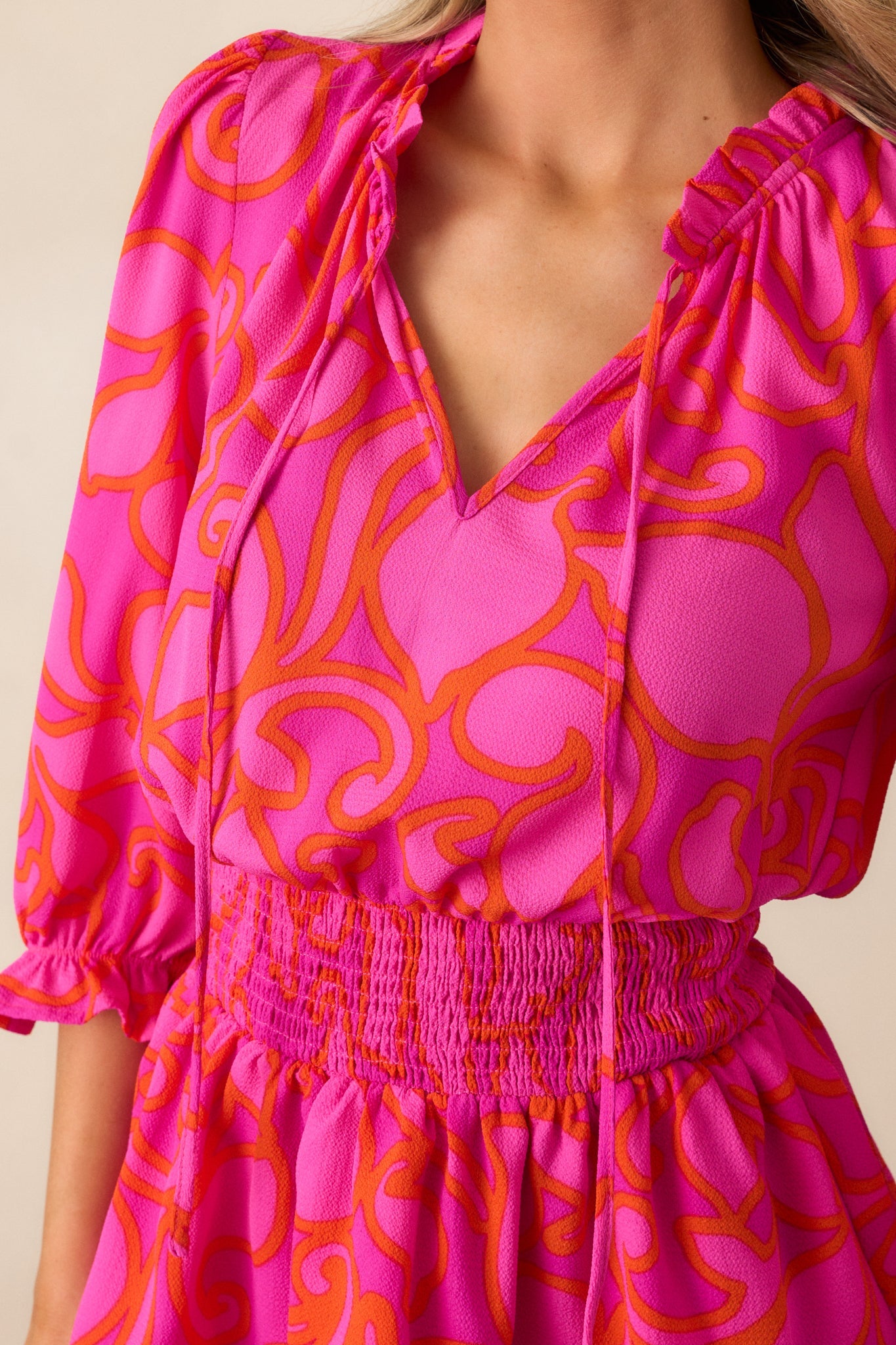 When We Meet Magenta Floral Long Sleeve Mini Dress