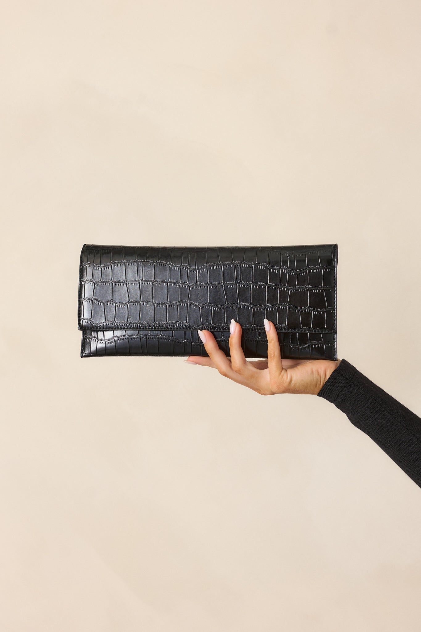 Spirit of Euphoria Black Faux Croc Clutch