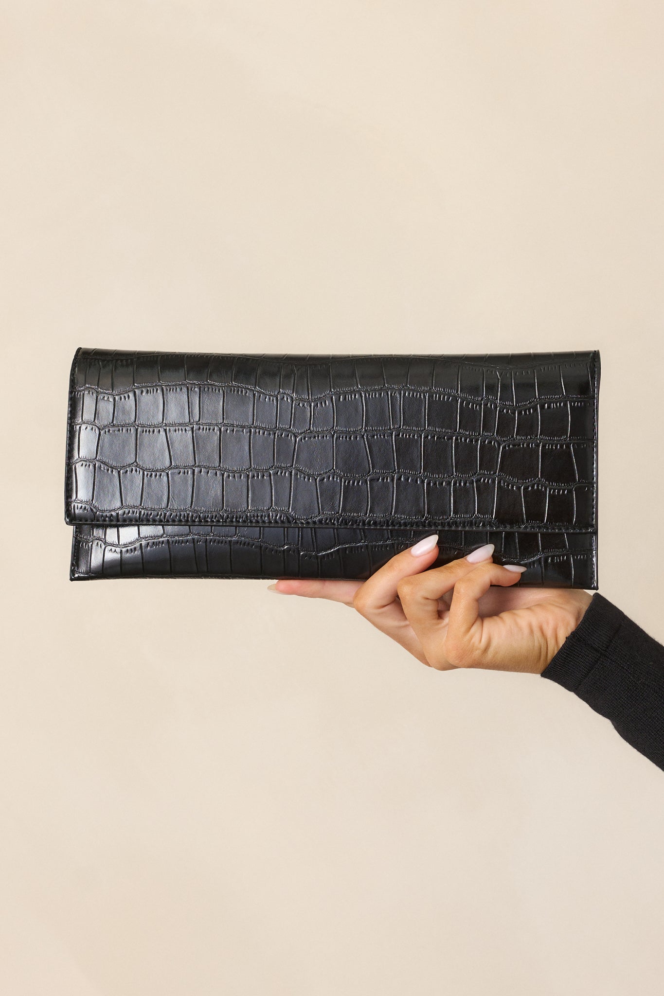 Spirit of Euphoria Black Faux Croc Clutch