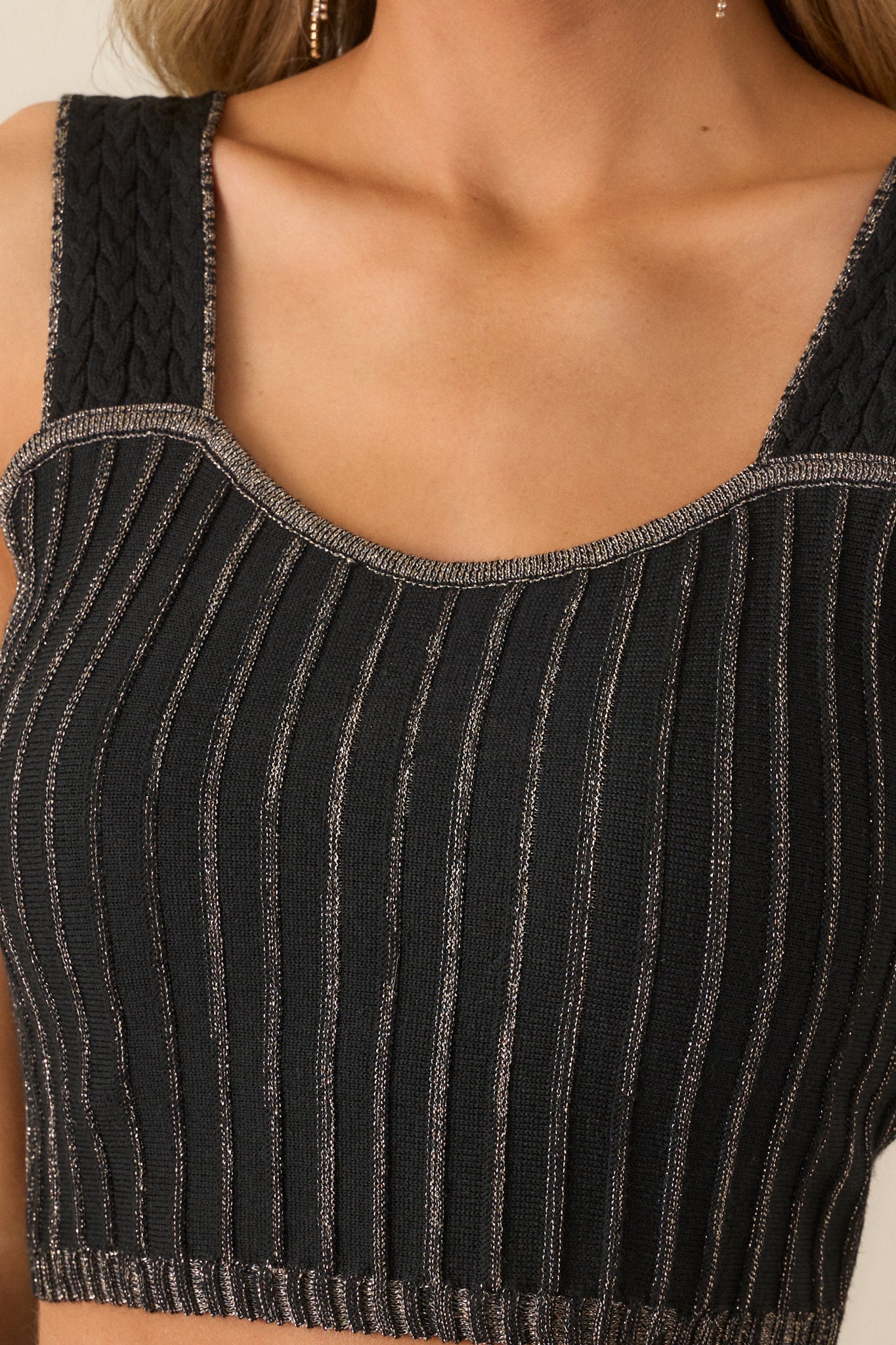MINKPINK Celia Lurex Black Stripe Crop Top