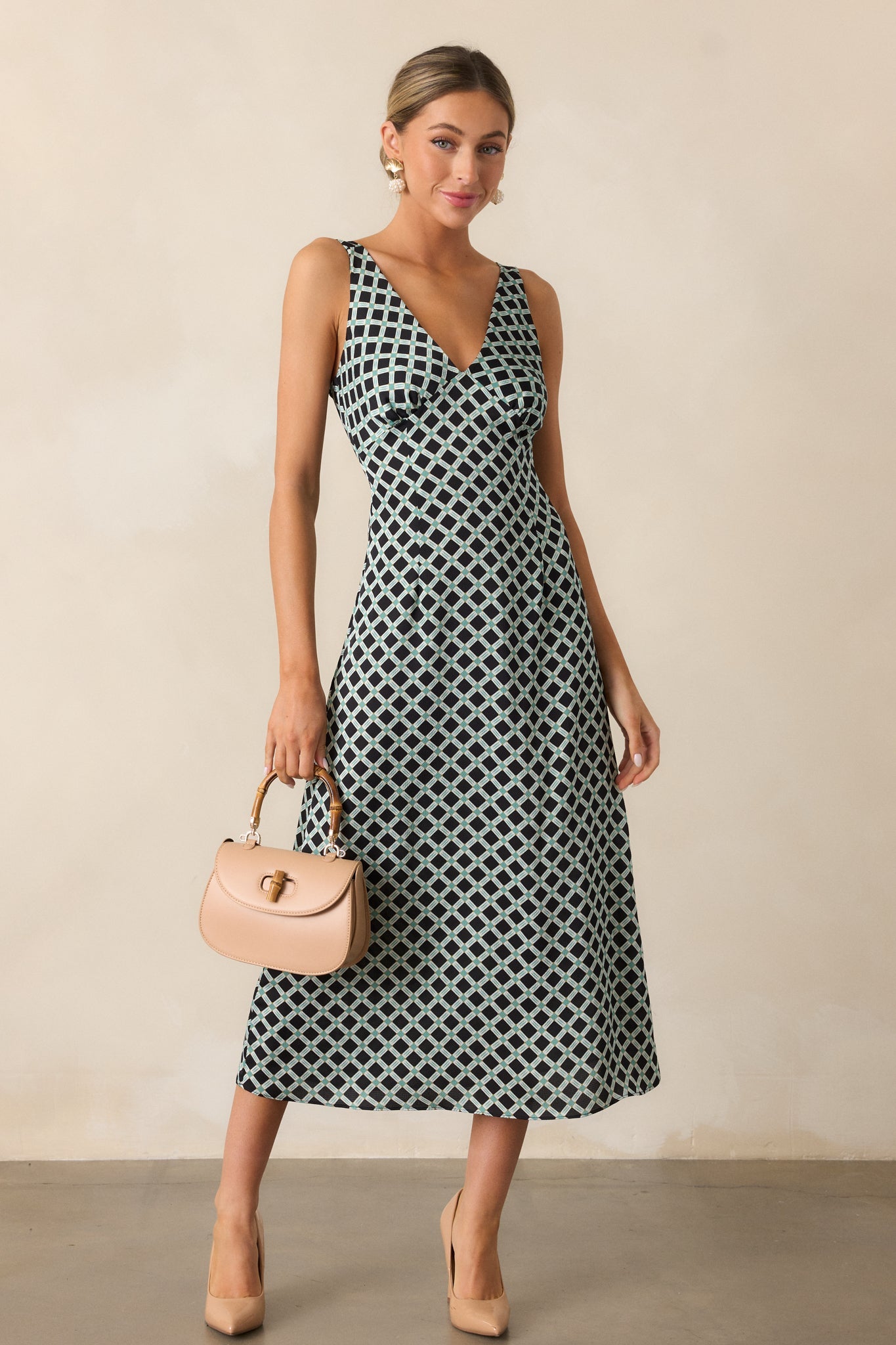 MINKPINK Nova Black Bias Slip Midi Dress