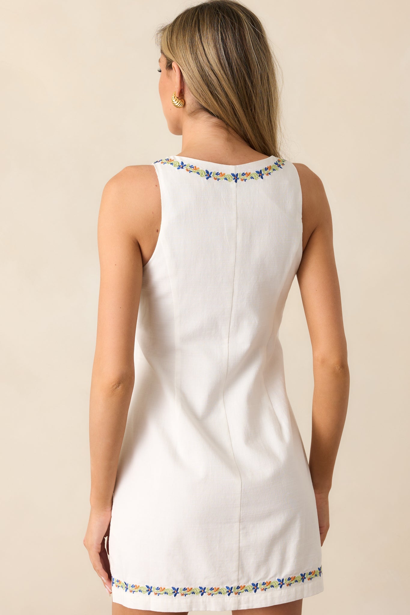 MINKPINK Elini Ivory Embroidered Mini Dress