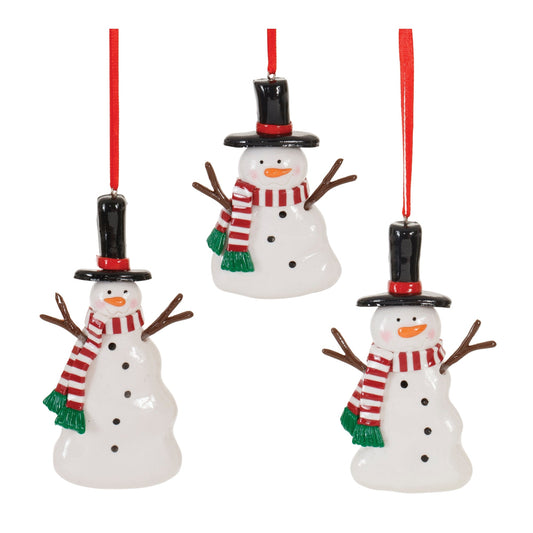 Clay Dough Snowman Ornament, Set of 12