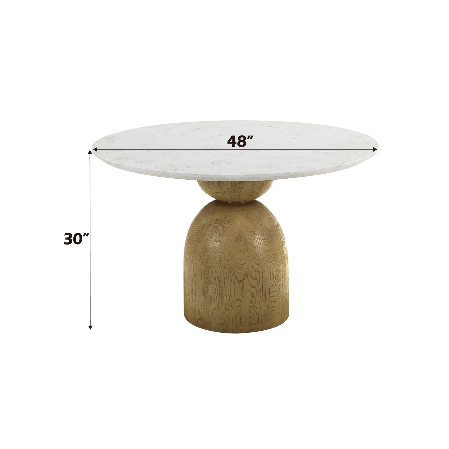 Round Dining Table with Marble Top and Wood Frame