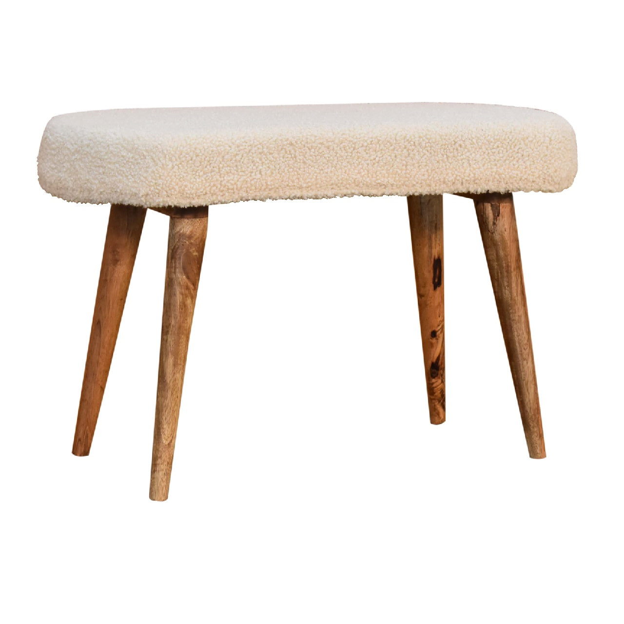 Upholstered Bench with Tapered Wood Legs
