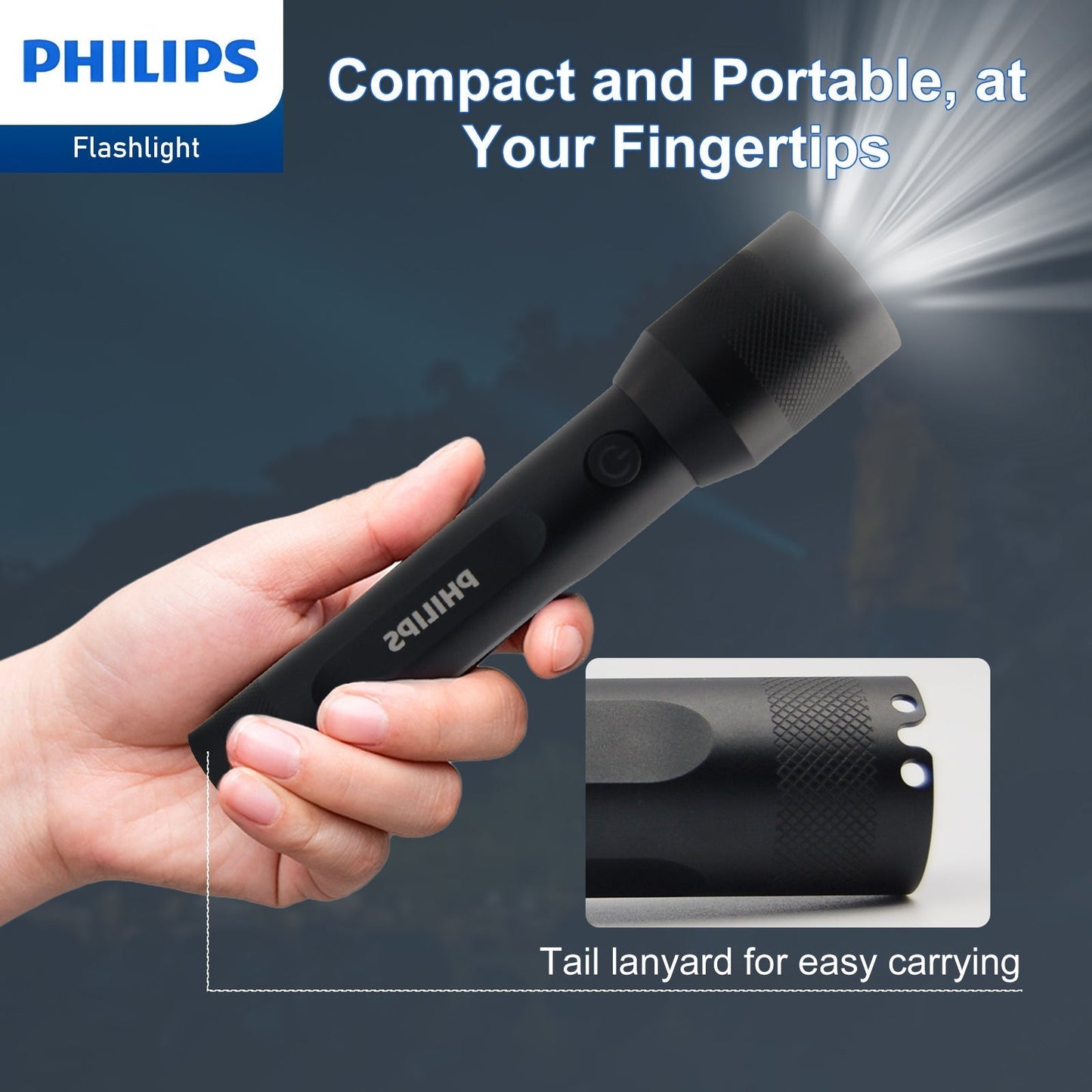 Philips Rechargeable LED 1000 Lumens Flashlight with Adjustable Focus (Black)