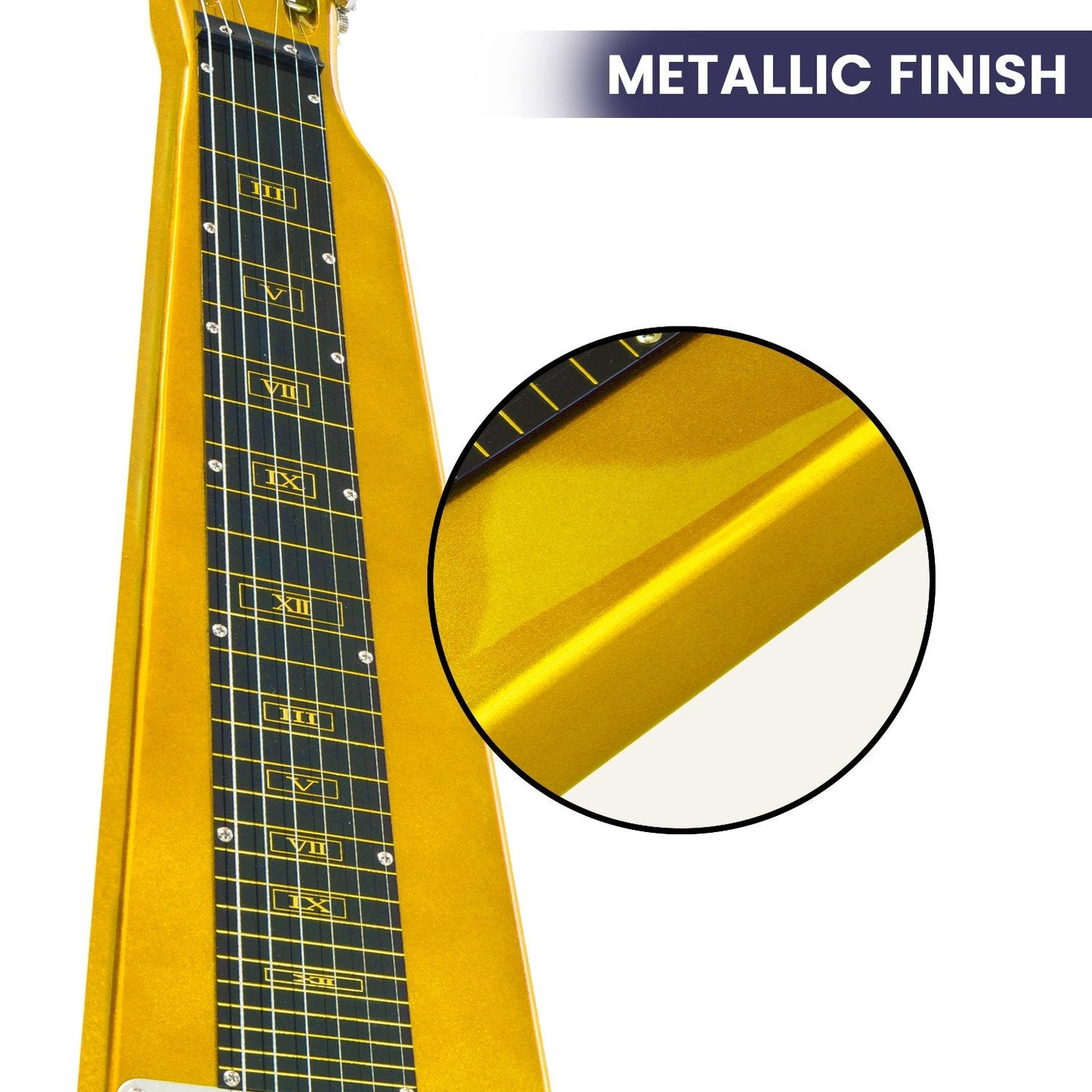 Karrera 29in 6-String Lap Steel Hawaiian Guitar (Metallic Gold)