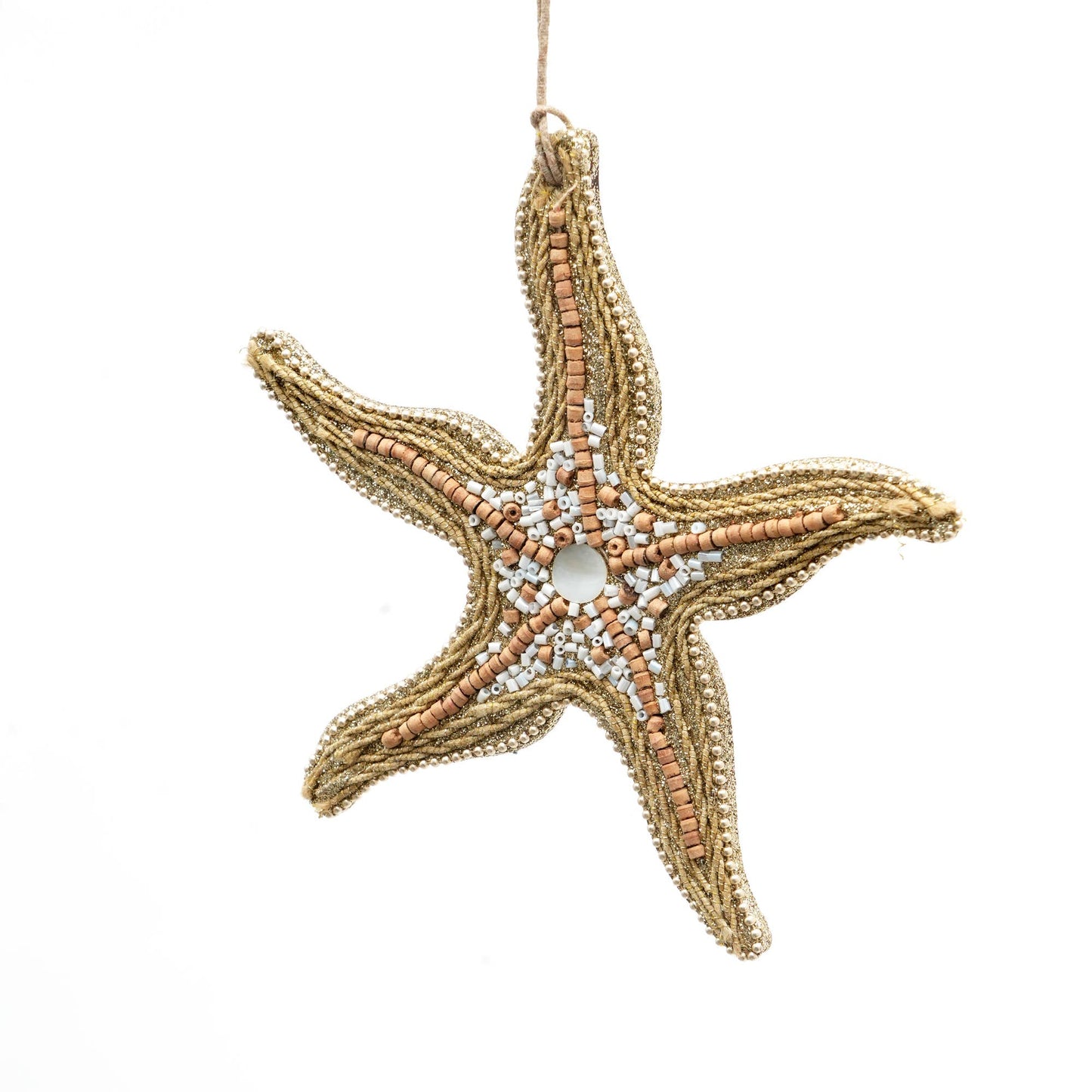 Wooden & Glass Beaded Lac Star Fish Ornament, Set of 6