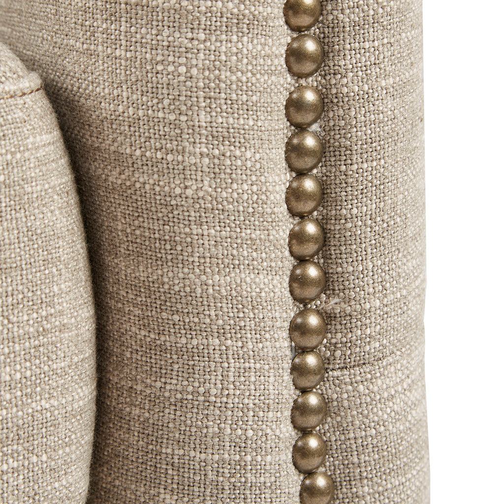 Button Tufted Upholstered Swivel Chair with Low Back and Nailhead Trim